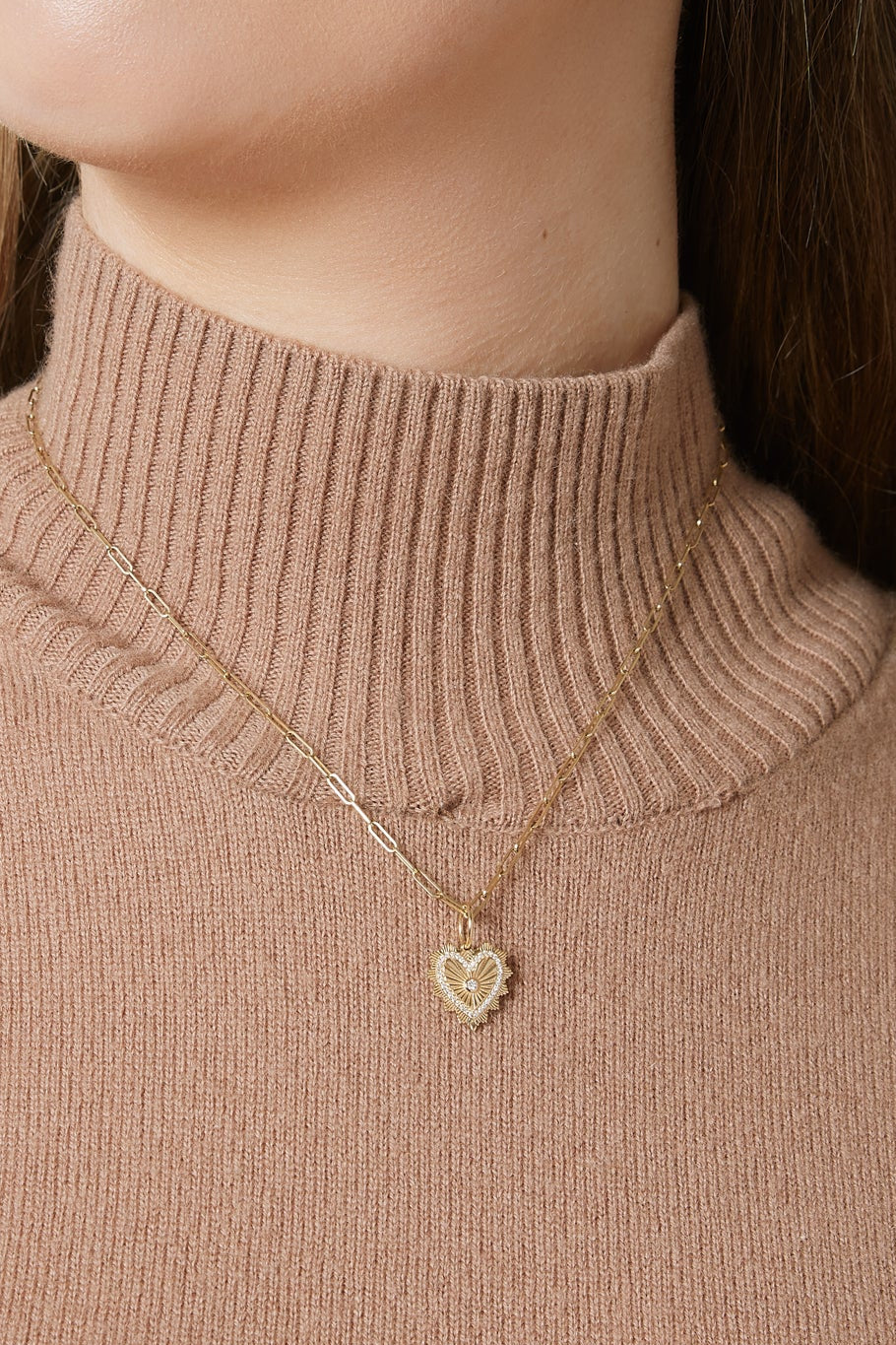 14KY Small Fluted Heart Charm with Center Diamond-Charms-Sorte-Susan Saffron Jewelry