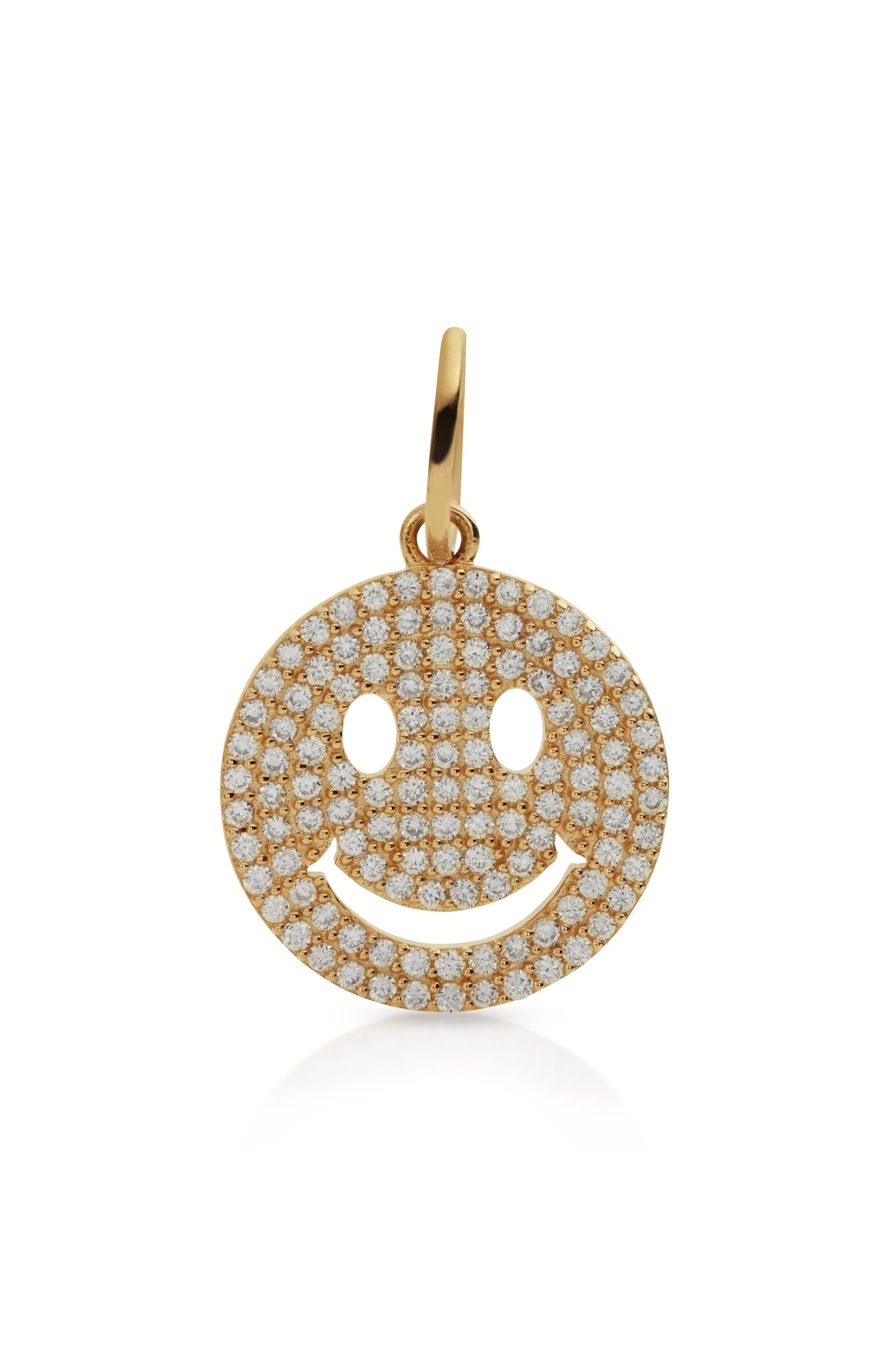 14KY Pave Diamond Smiley Charm