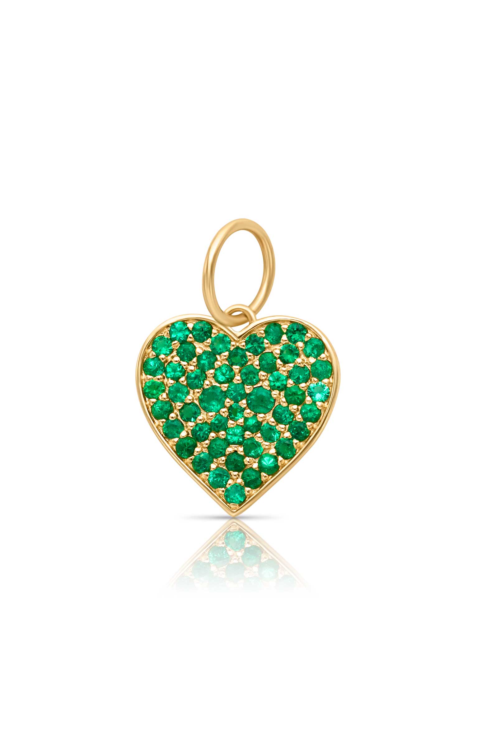 14KY Emerald Pave Heart Charm