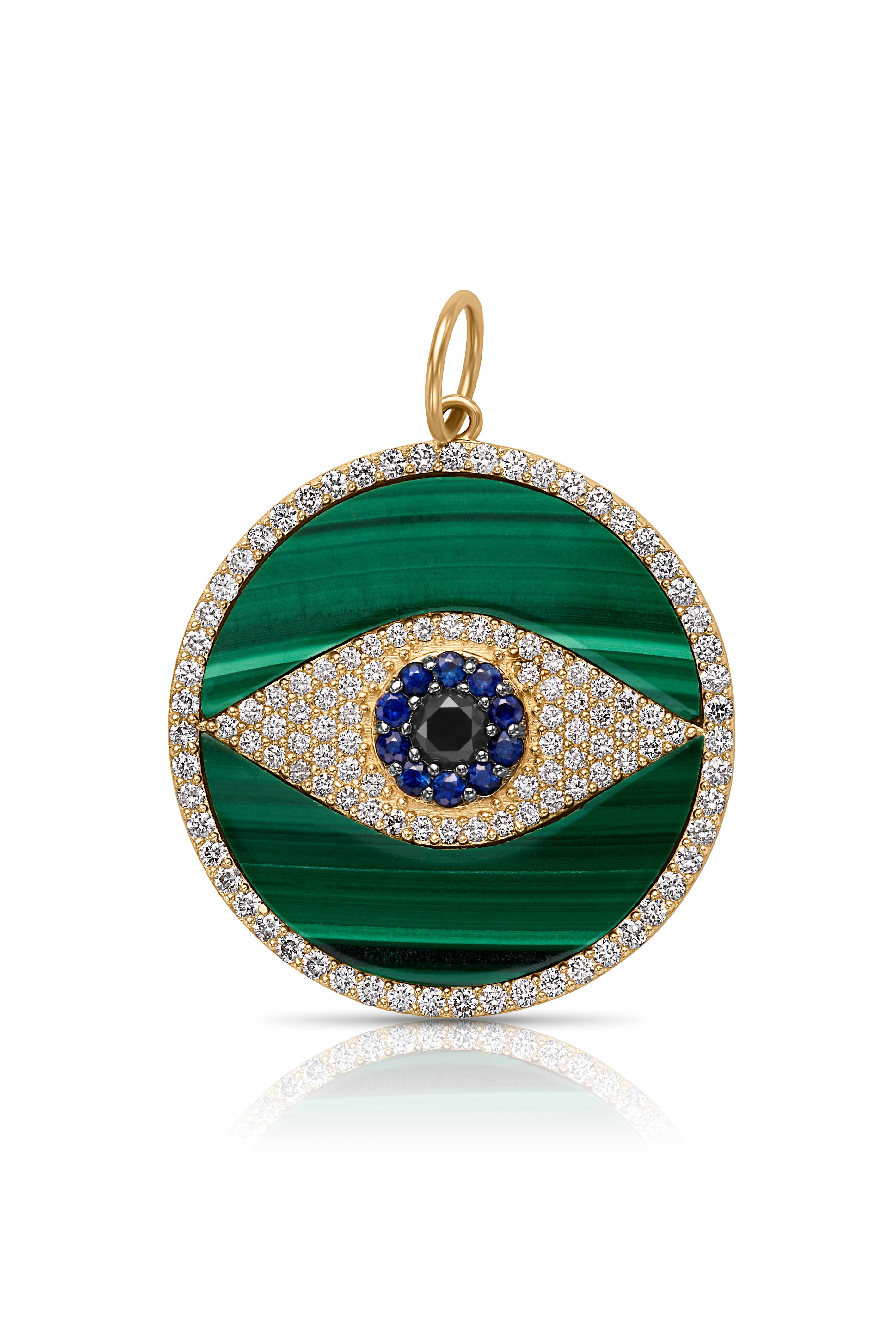 14KY Malachite and Diamond Evil Eye Charm-Charms-Saffron Jewelry-Susan Saffron Jewelry