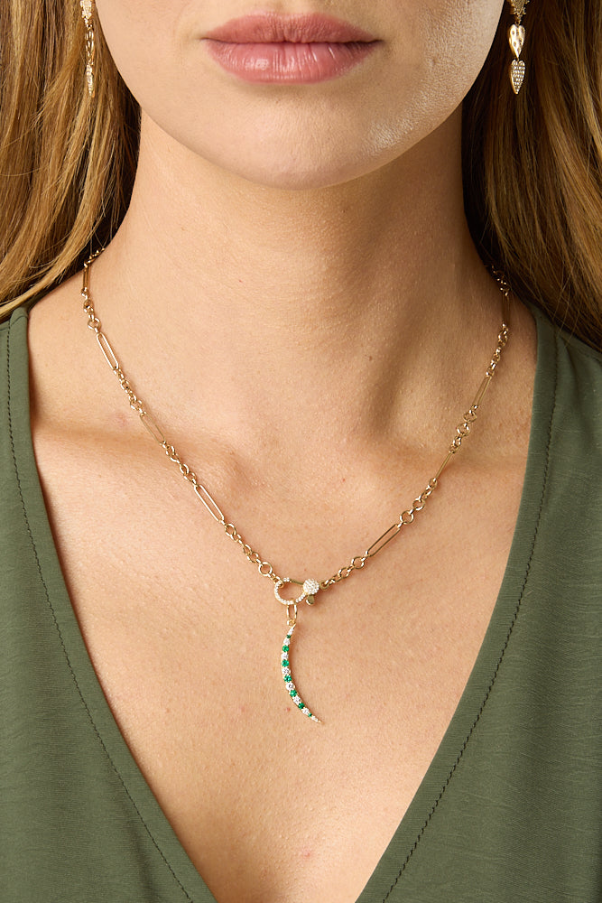 14KY Emerald and Diamond Crescent