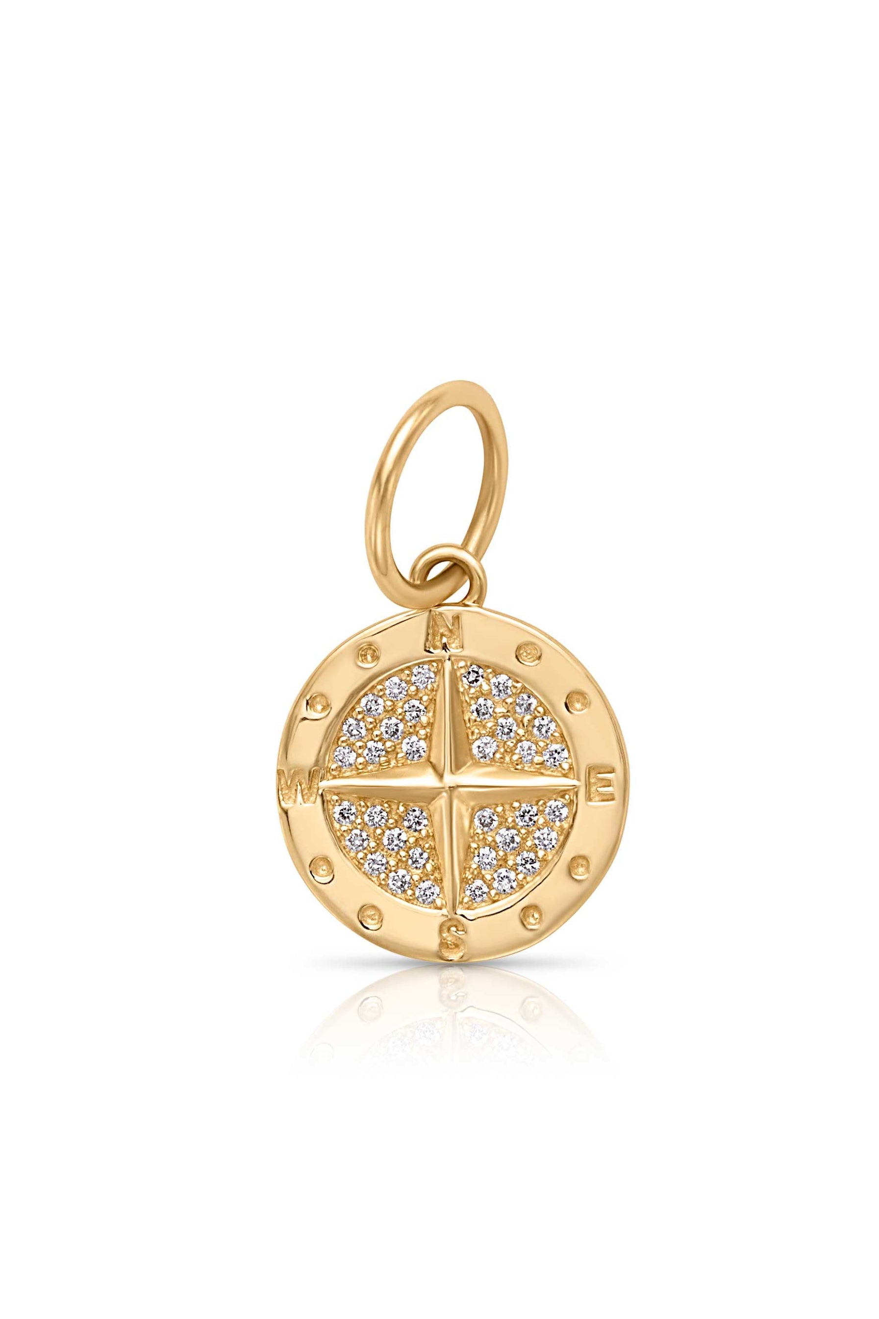 14KY Small Pave Compass Charm-Charms-Sorte-Susan Saffron Jewelry