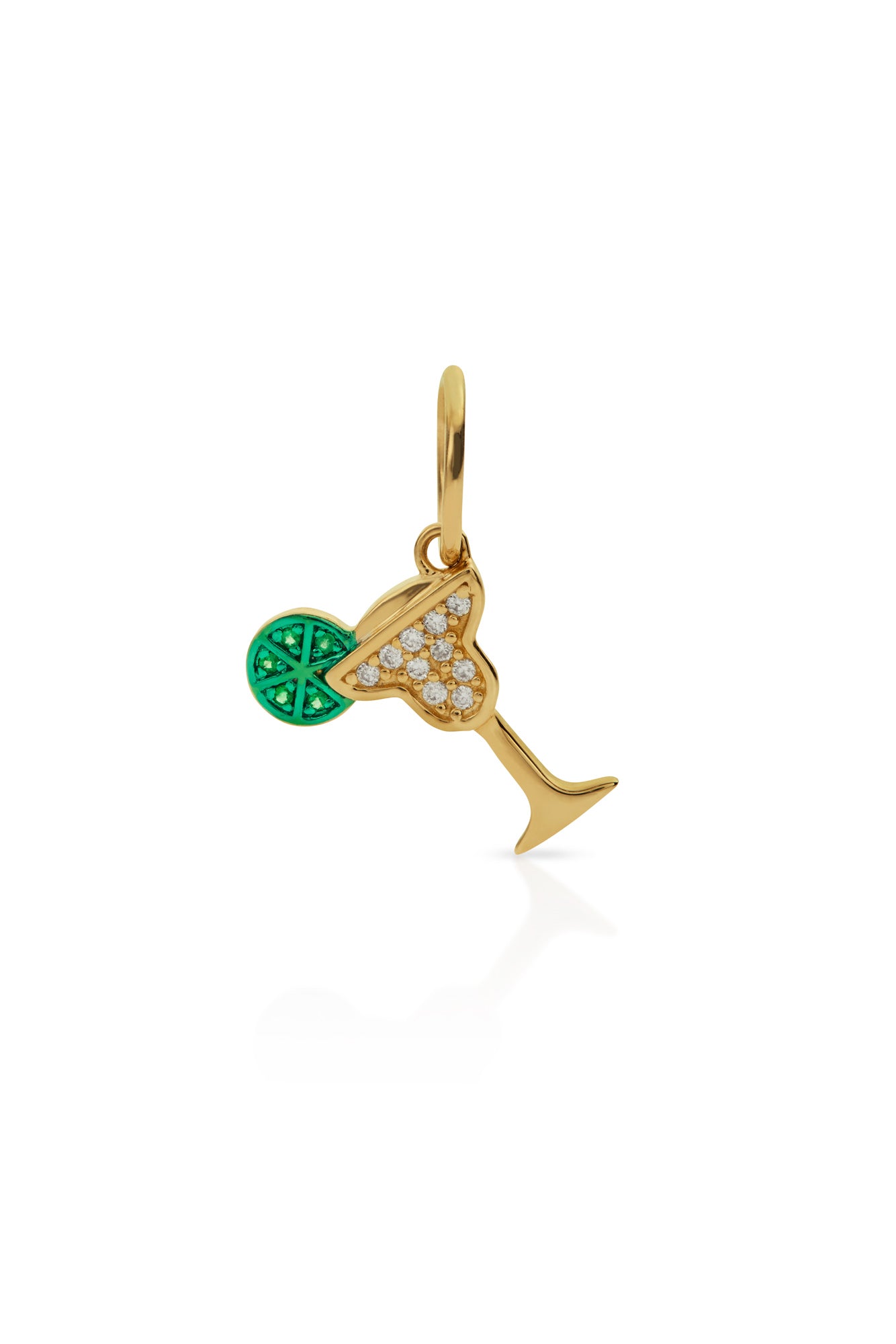 14KY Diamond and Emerald Margarita Charm