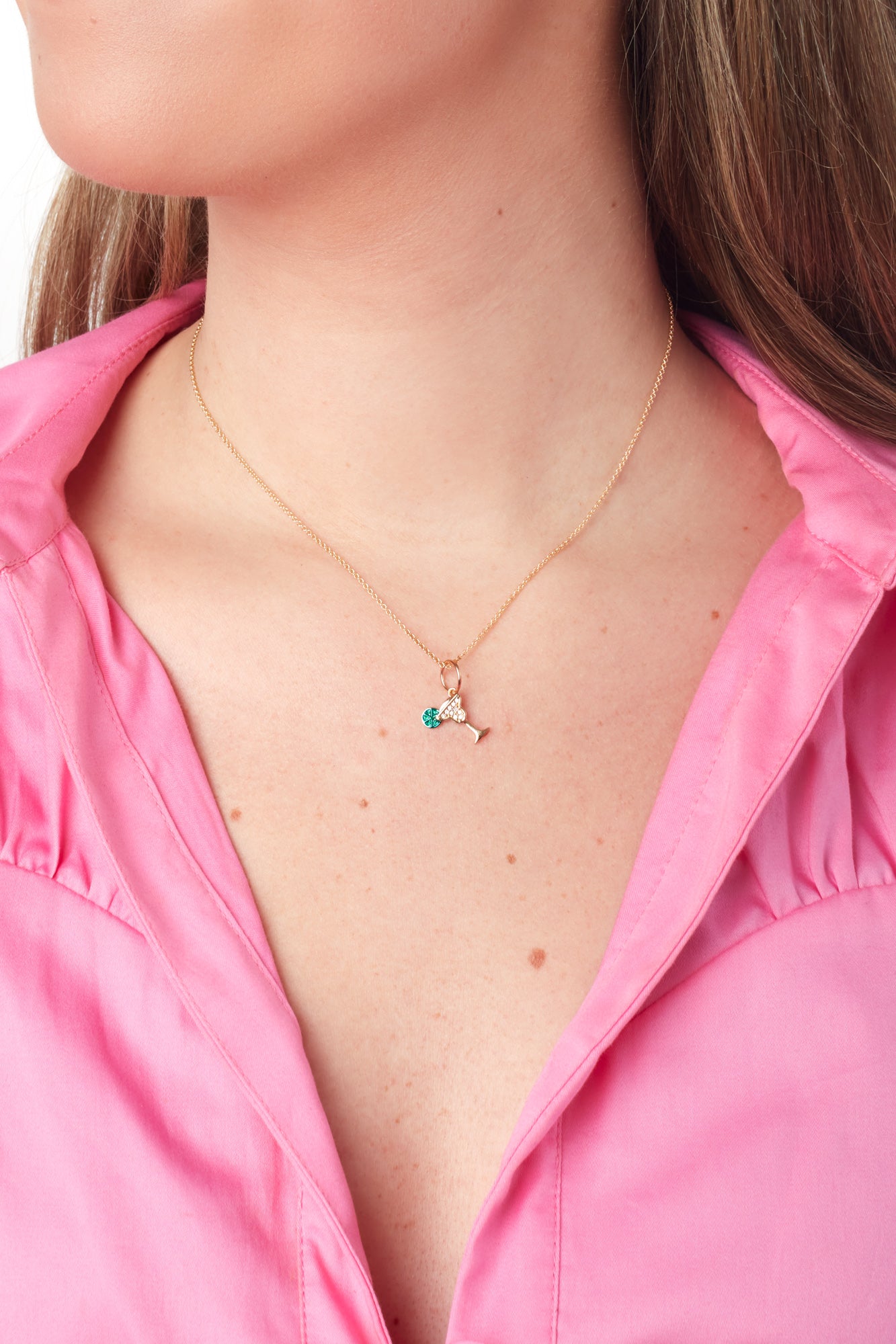 14KY Diamond and Emerald Margarita Charm