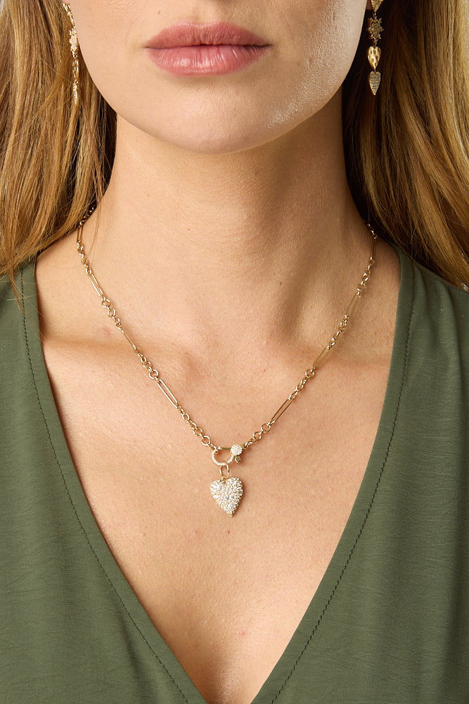 14KY Puffy Diamond Heart Charm