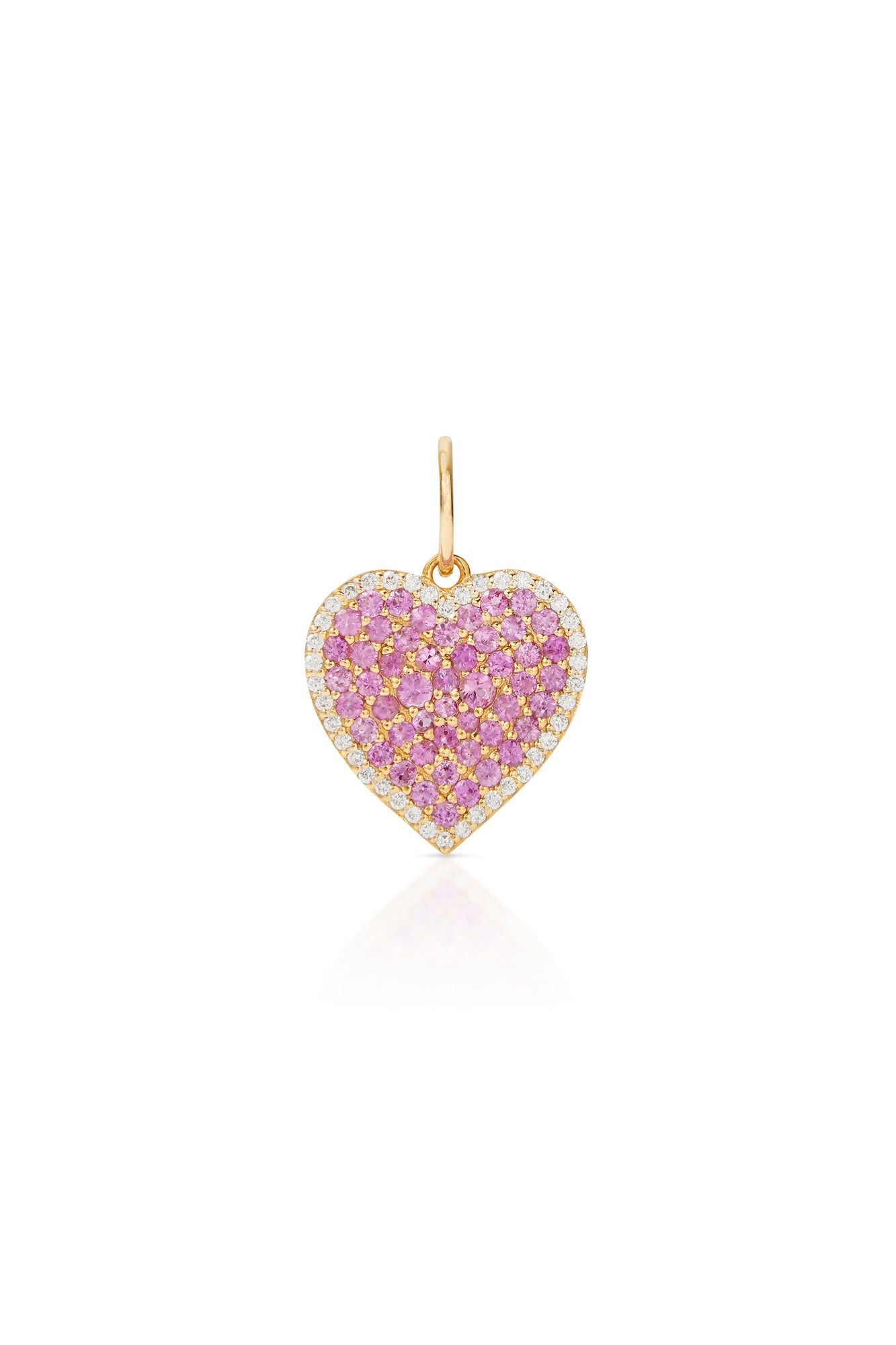 14KY Pink Sapphire and Diamond Heart Charm