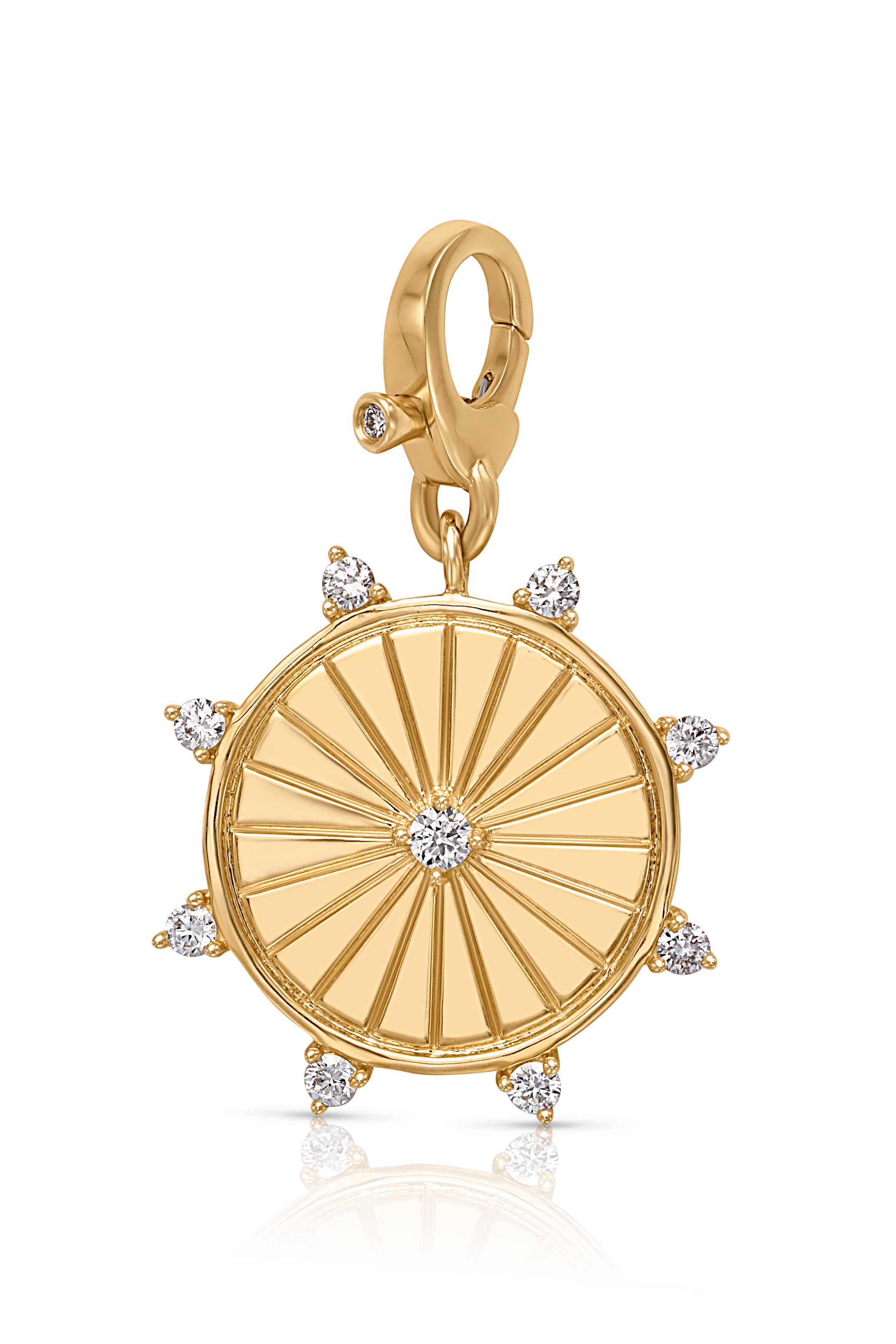 14KY Large Diamond Fluted Disc-Charms-Saffron Jewelry-Susan Saffron Jewelry