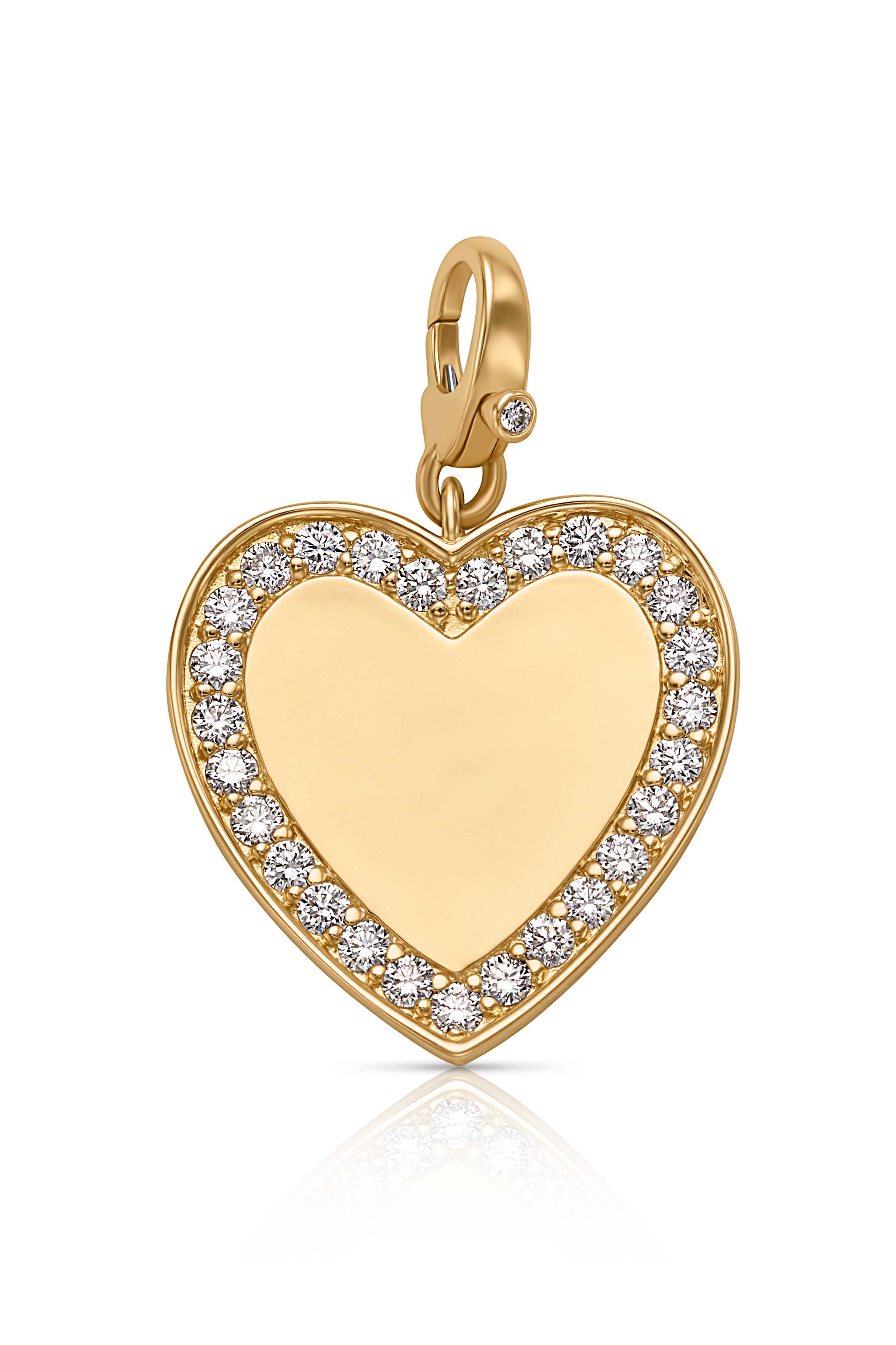 14KY Large Diamond Halo Heart Charm