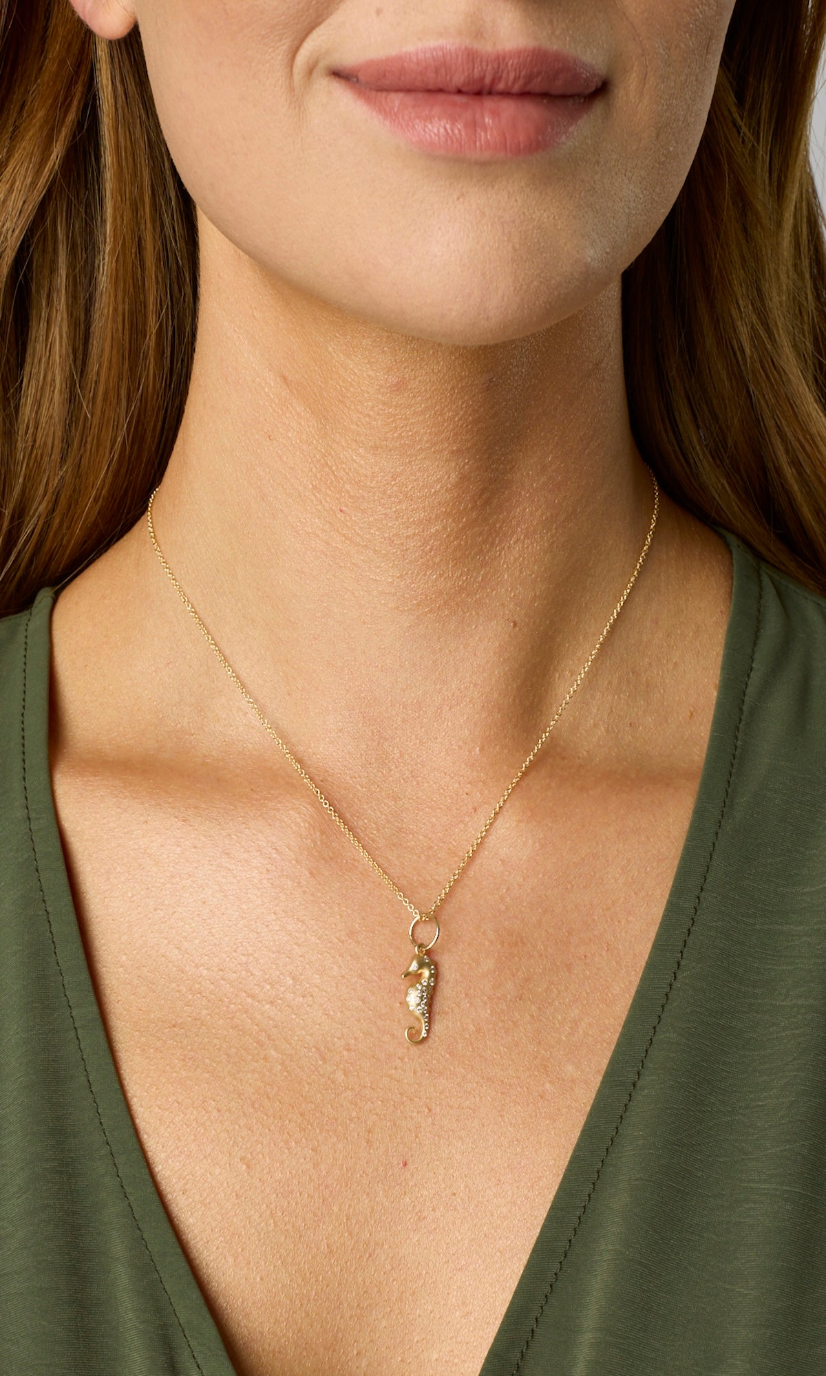 14KY Seahorse Charm with Diamonds