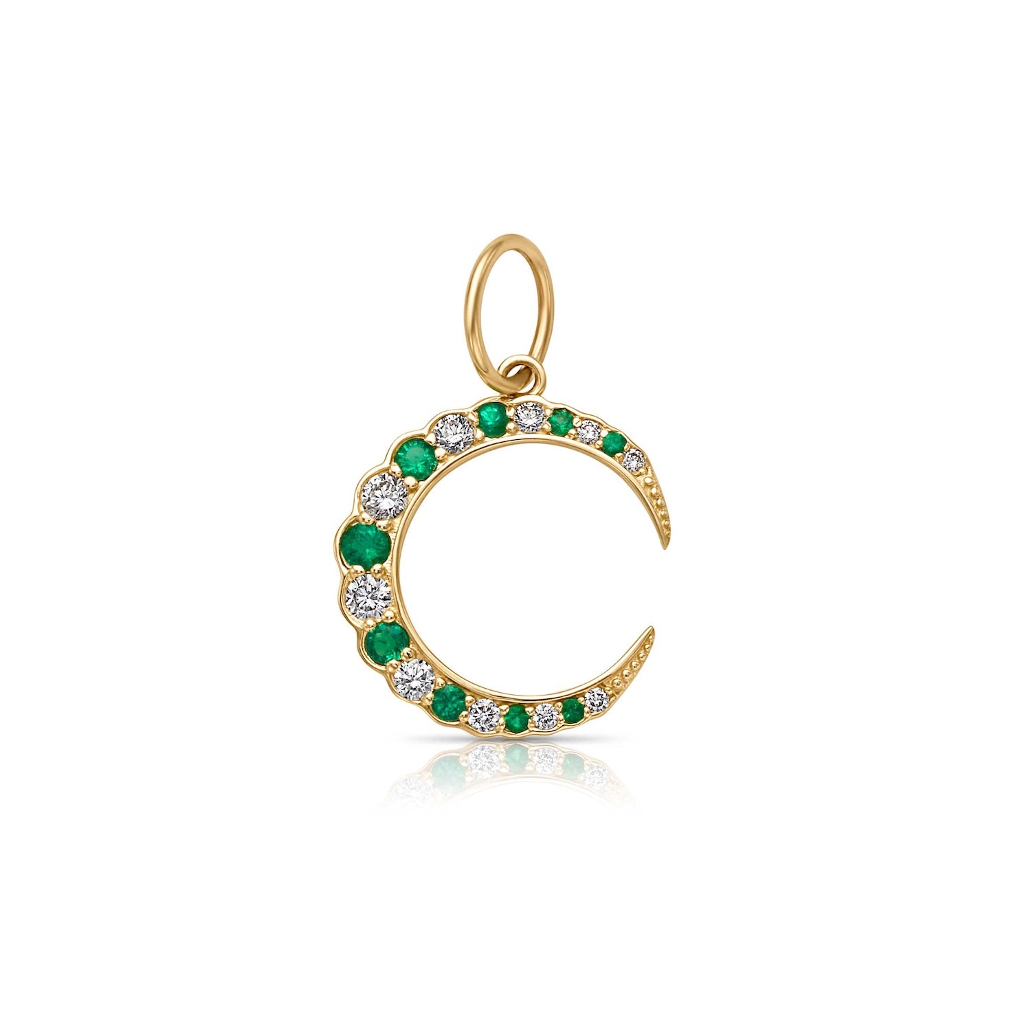 14KY Diamond and Emerald Crescent