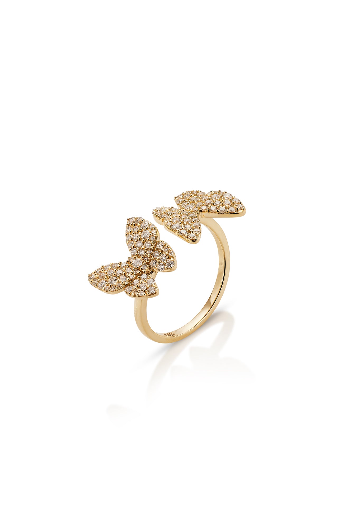 14KY Double Pave Butterfly Ring