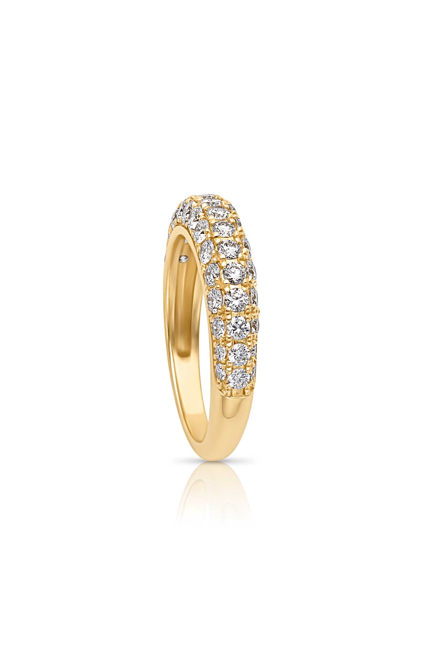 14KY 3 Row Diamond Pinky Ring