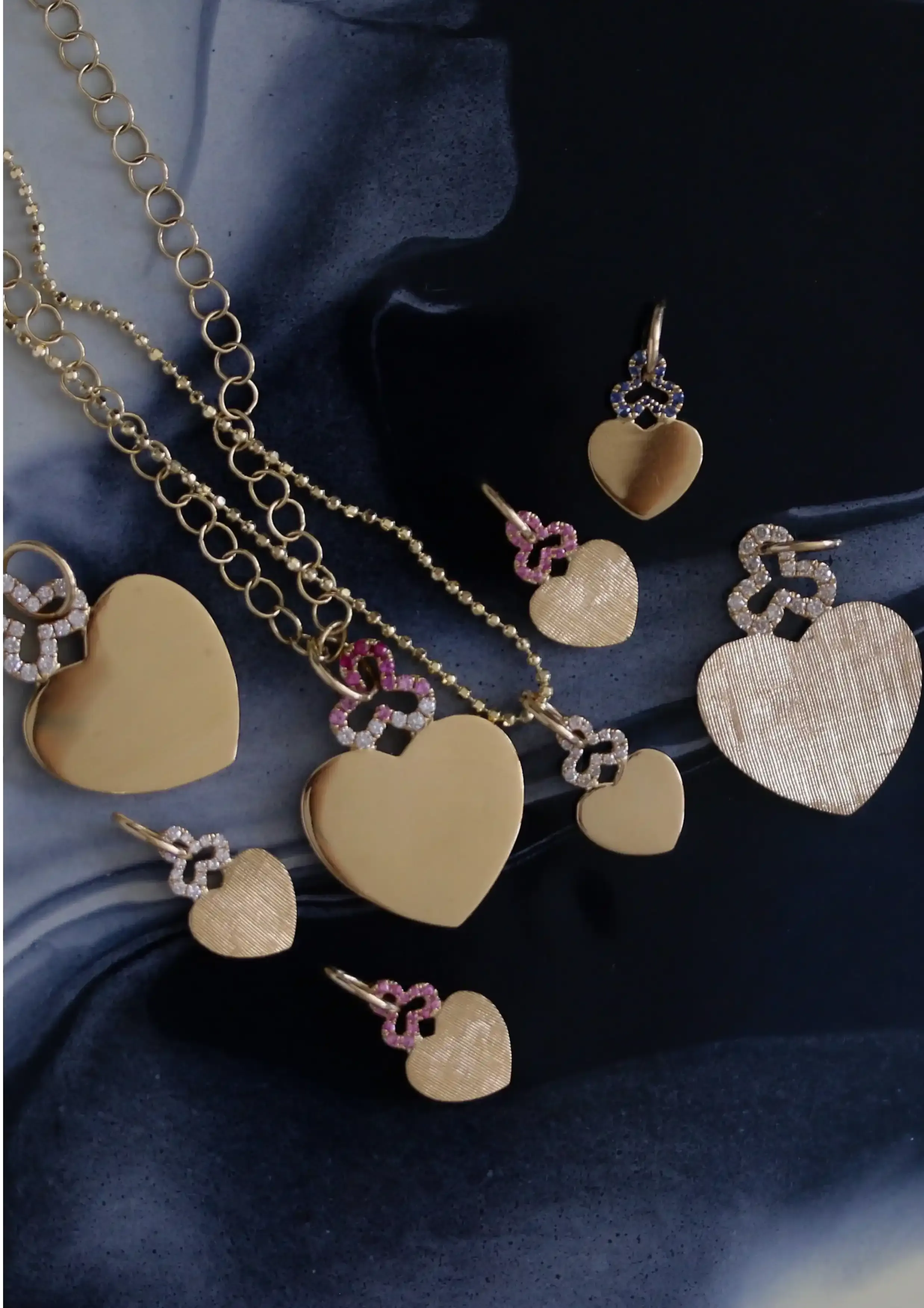 18K Pink Ombre Hidden Heart Charm in Gold Florentine