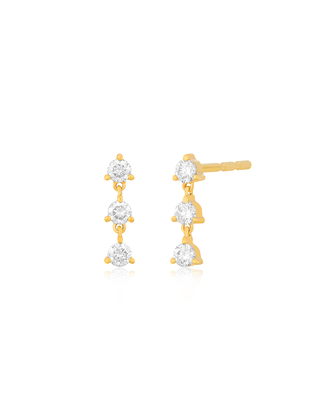 14KY Triple Prong Set Diamond Studs