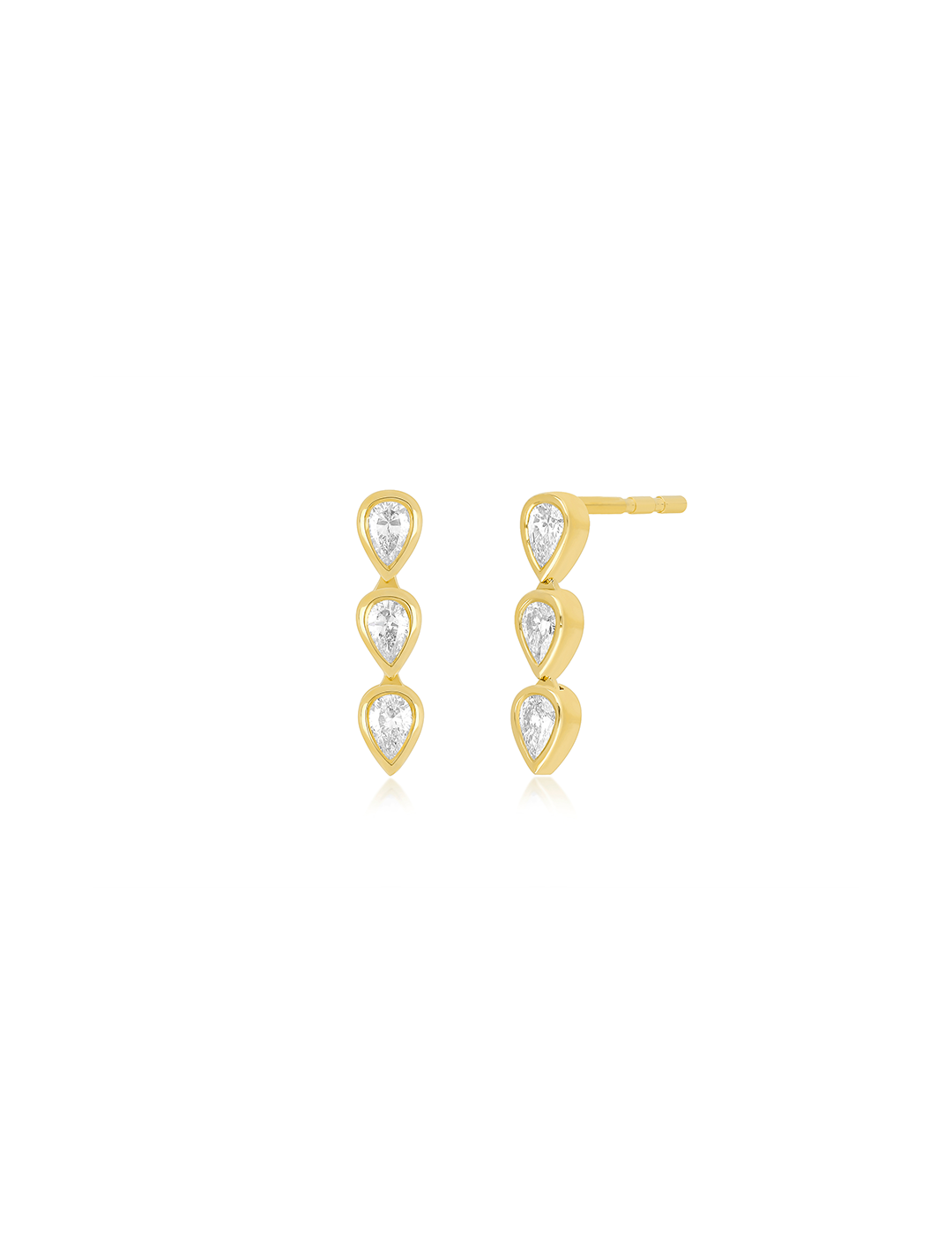 14KY Triple Diamond Pear Studs