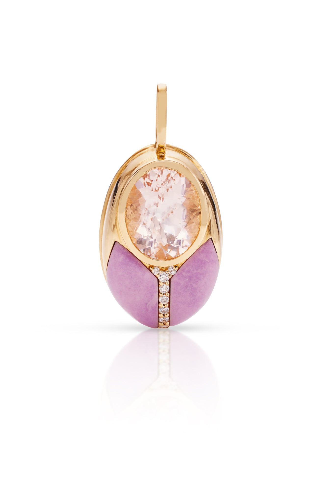 Big Love Bug Pendant Morganite and Purple Opal