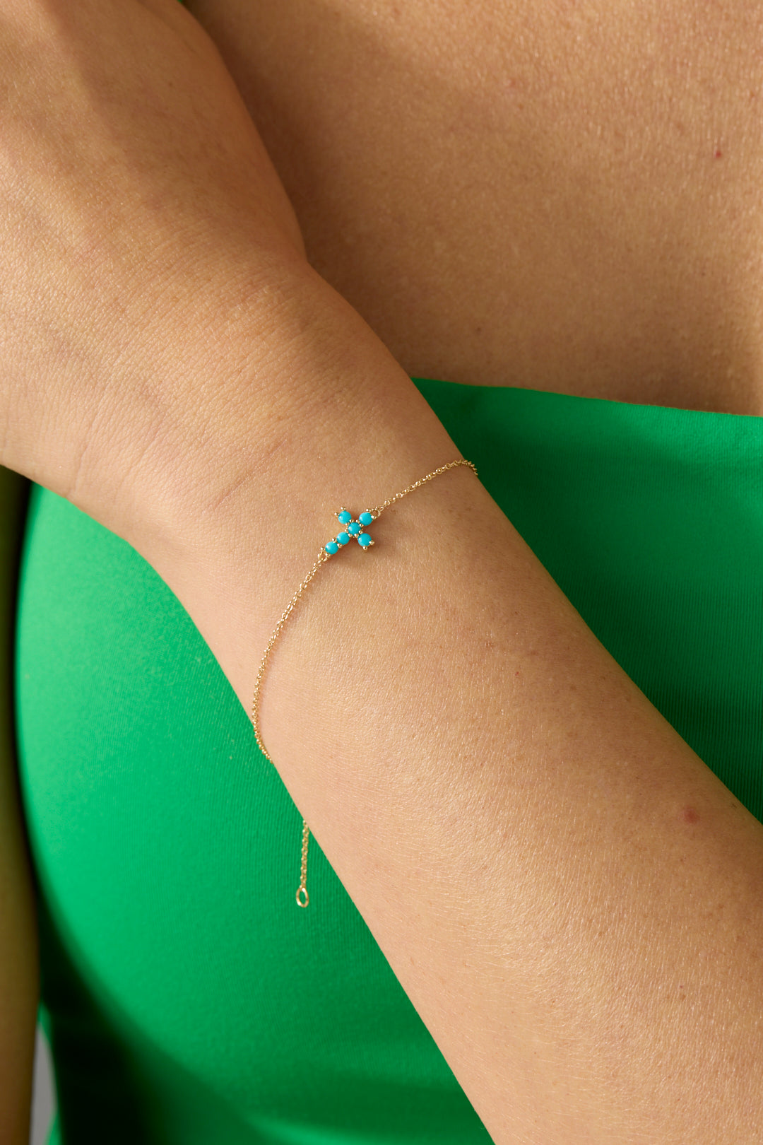 14KY Turquoise Cross Bracelet