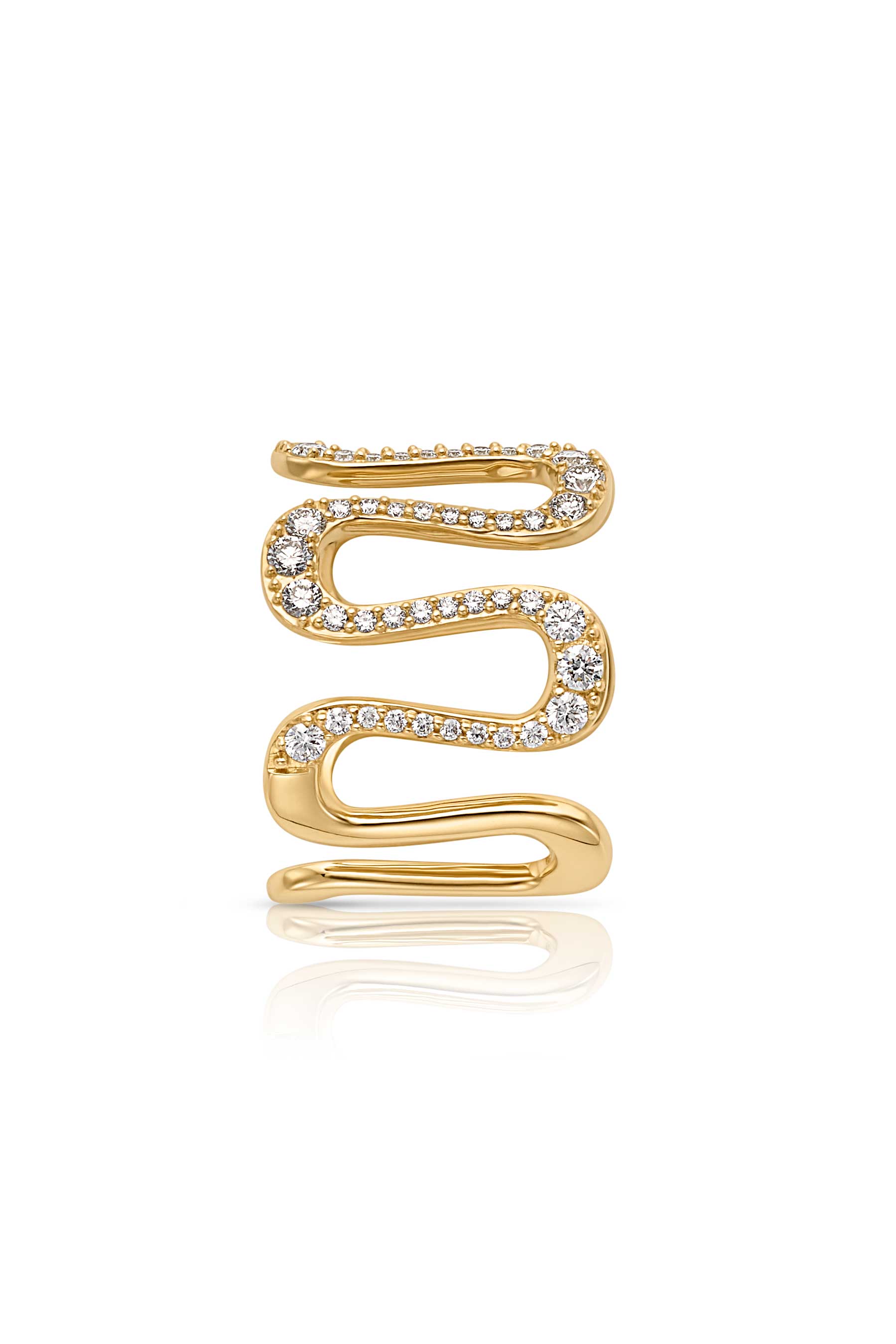 14KY Wide Diamond Squiggle Ring