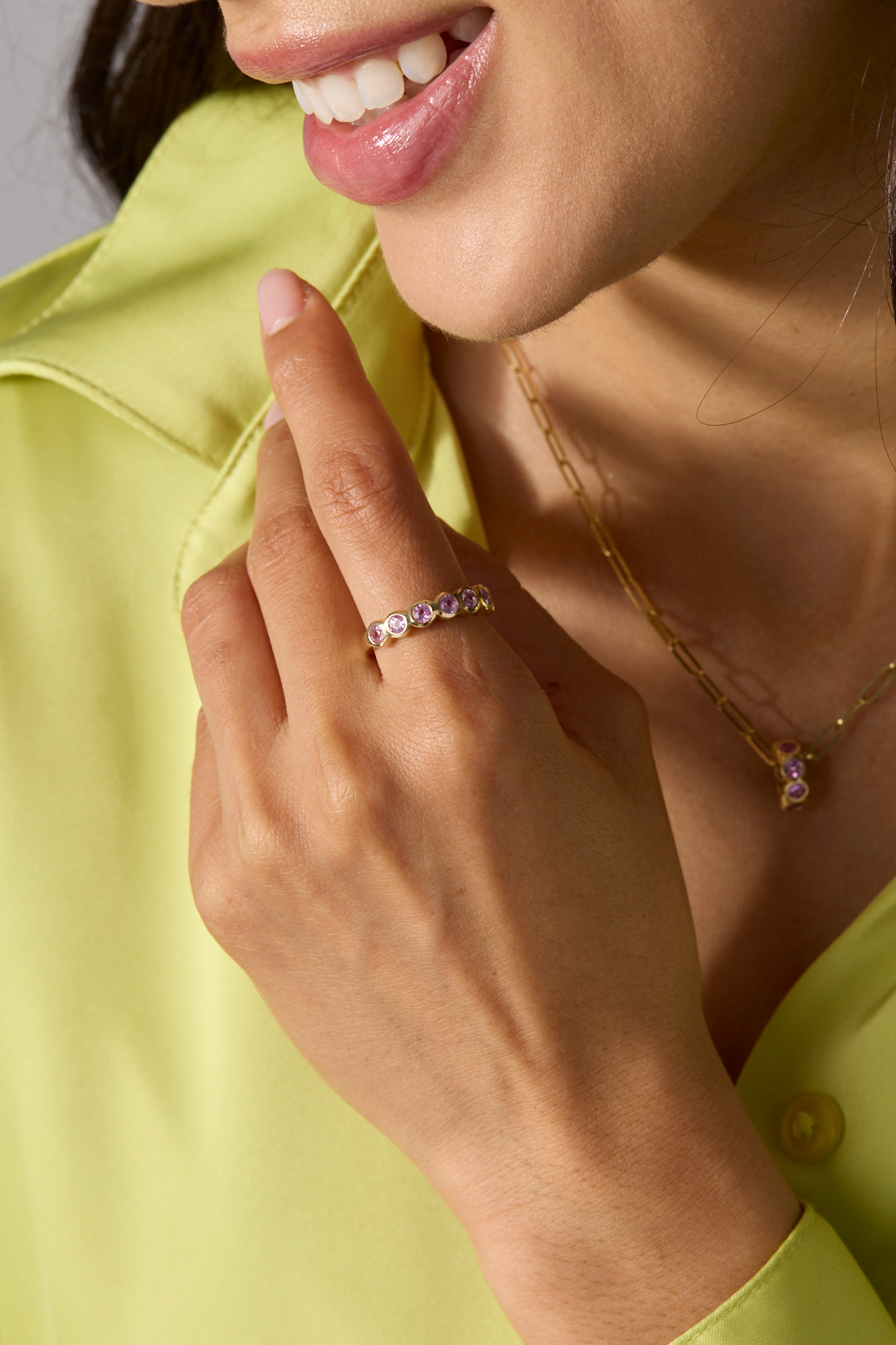 14KY Pink Sapphire Bezel Ring