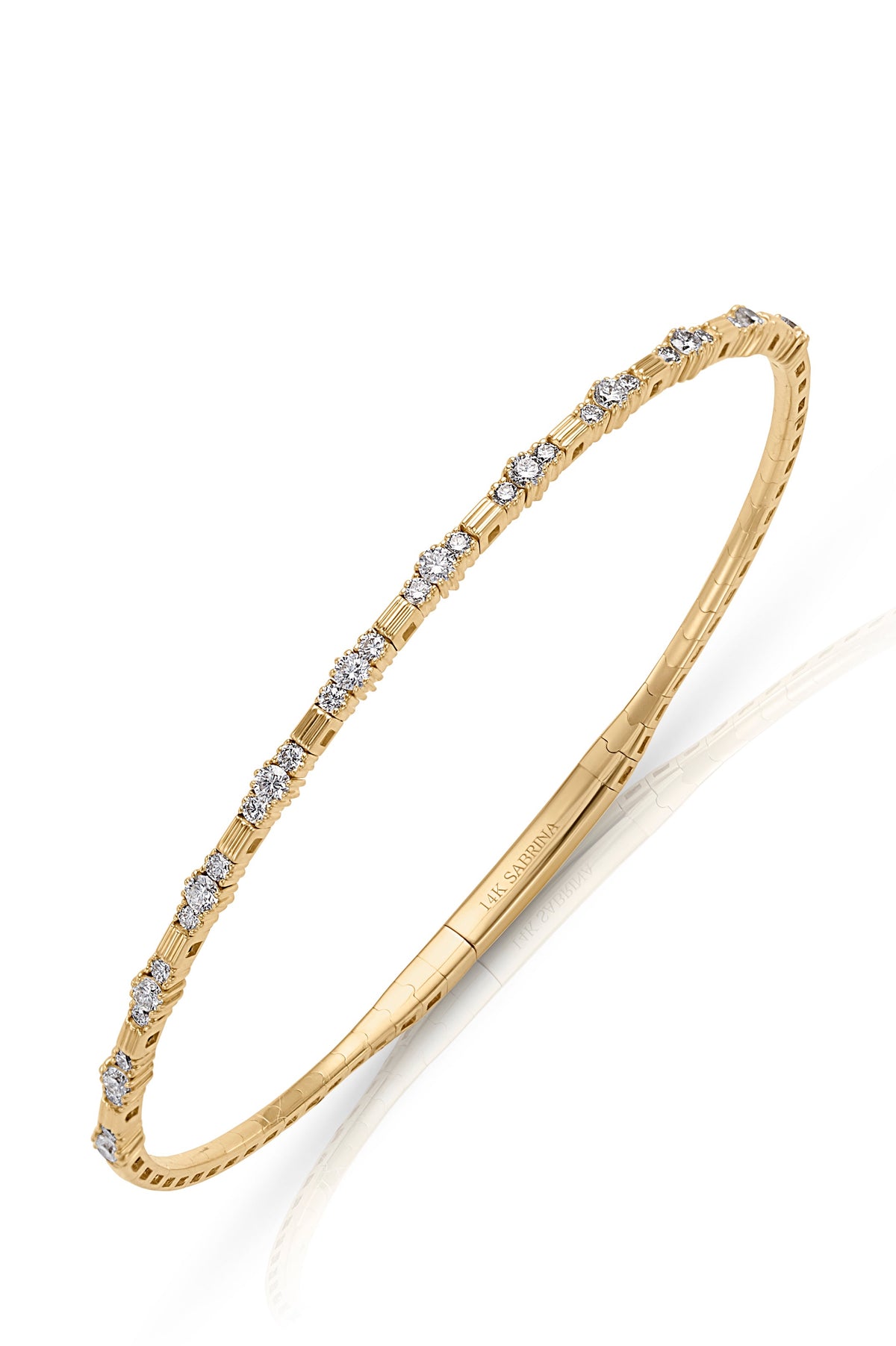 14KY Diamond Trio Gold Bar Flex Bracelet