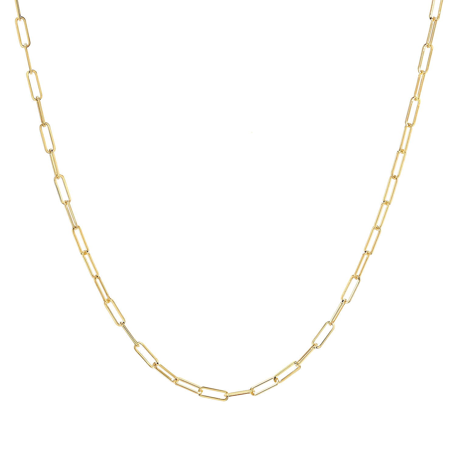 14K Yellow Gold 2.1mm Paper Clip Chain 16 inch