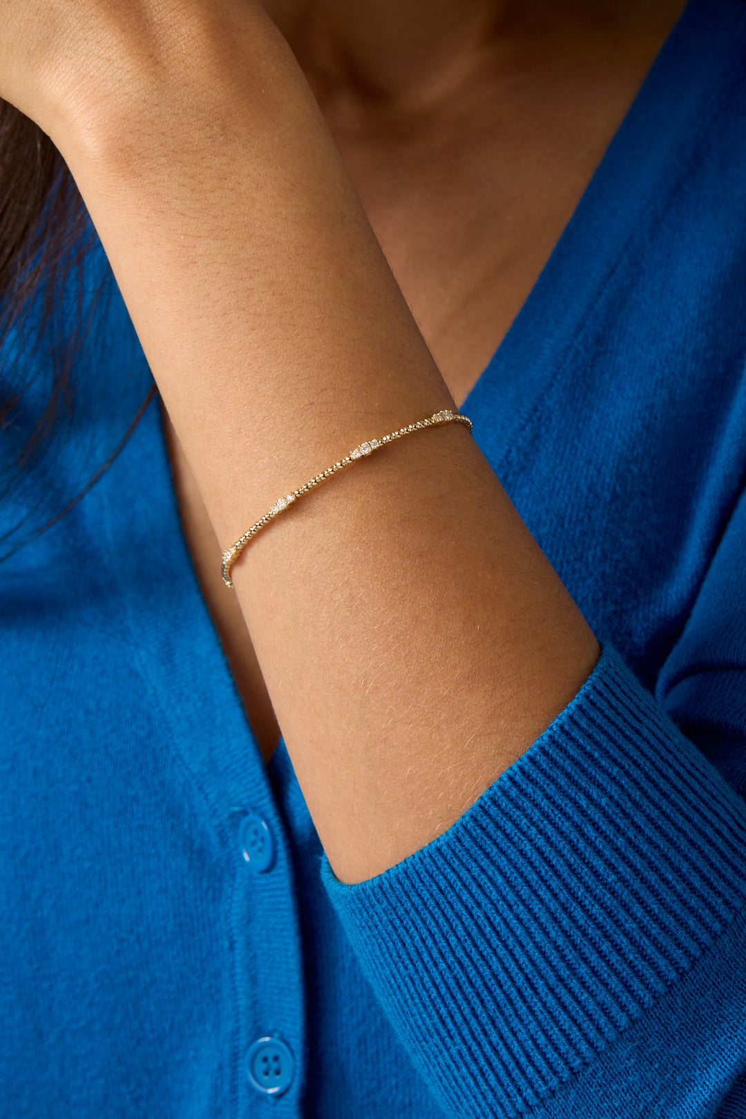 14KY 5 Station Trio Flex Brace-Bracelets-Sabrina-Susan Saffron Jewelry
