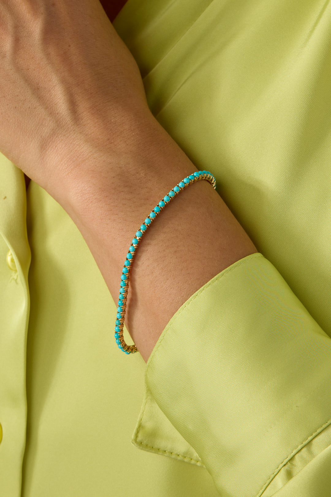 14KY Turquoise Tennis Bracelet