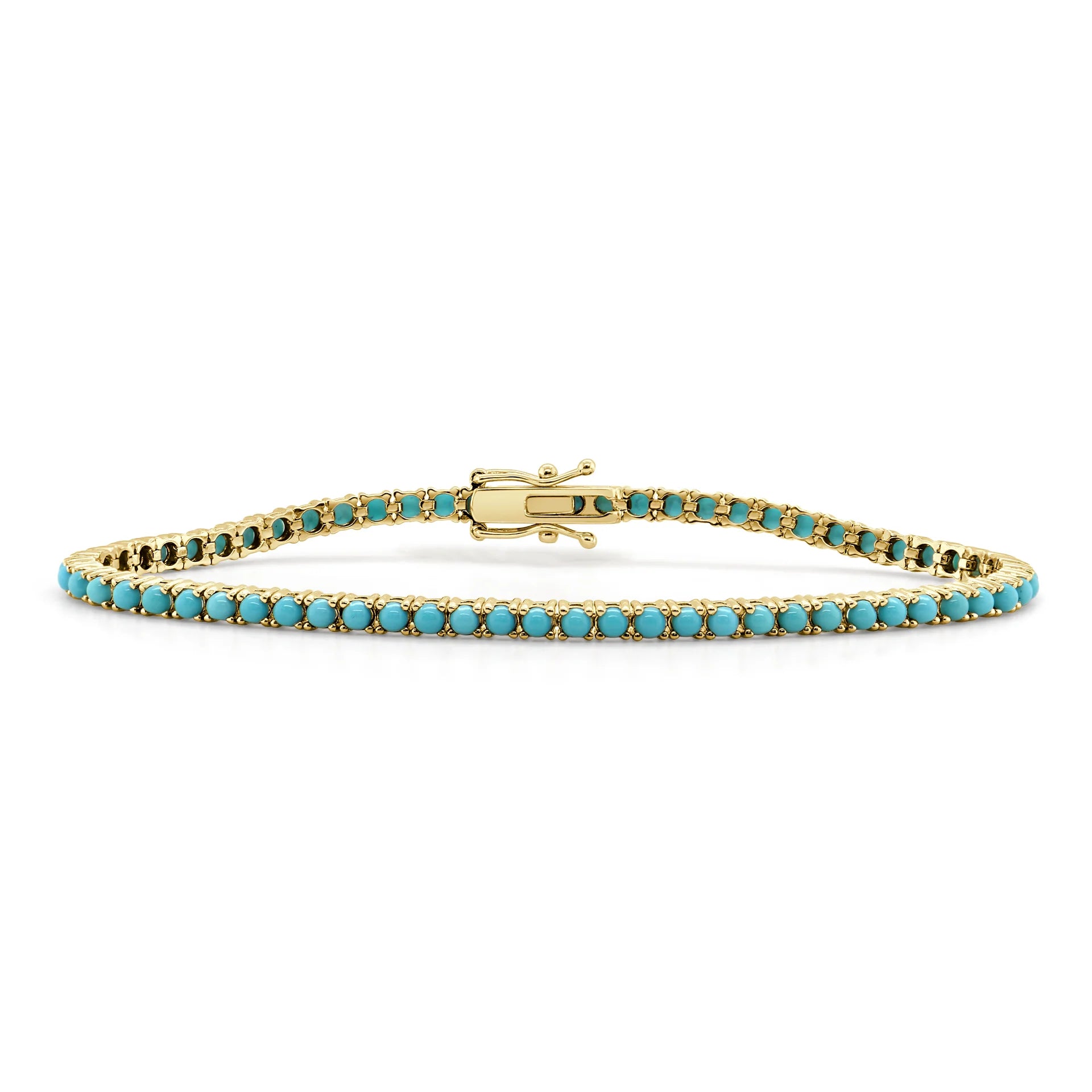 14KY Turquoise Tennis Bracelet-Bracelets-Saffron Jewelry-Susan Saffron Jewelry