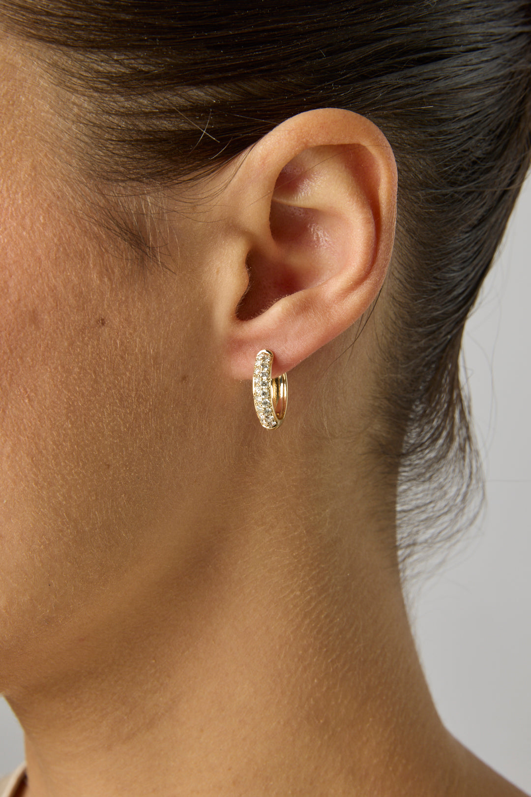 14KY 2 Row Dia Hoops-Earrings-Sabrina-Susan Saffron Jewelry