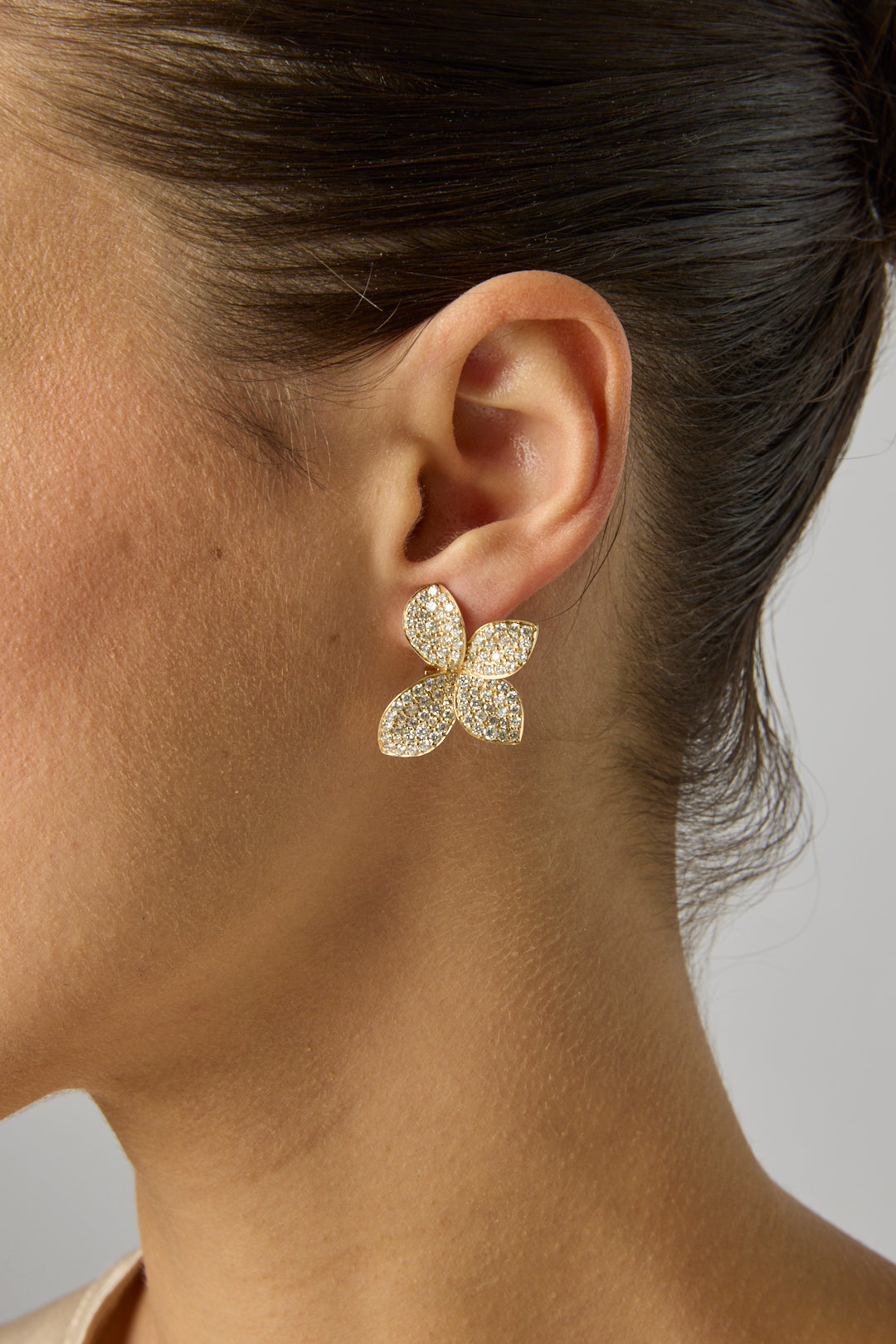 14KY Large Diamond Flower Earrings