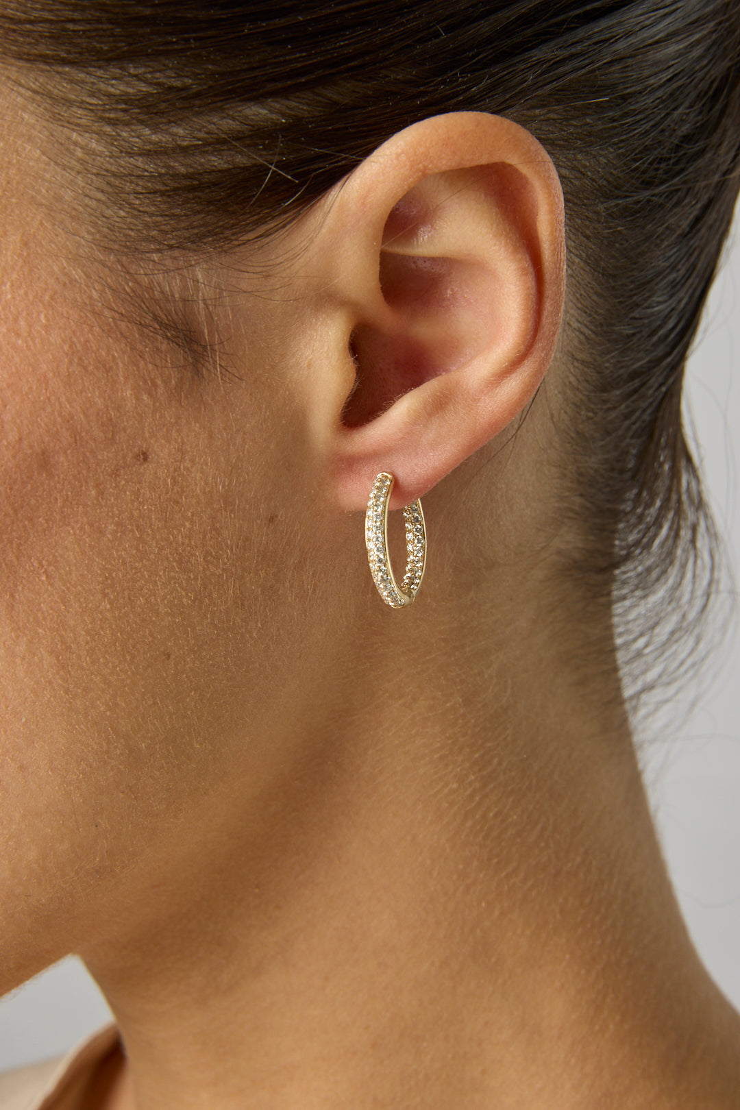 14KY 2 Row Diamond In & Out Hoops