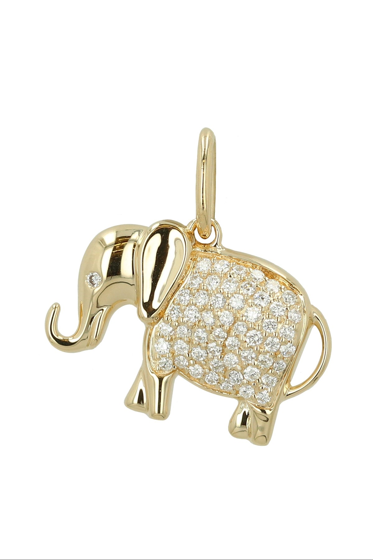 14KY Pave Diamond Elephant Charm