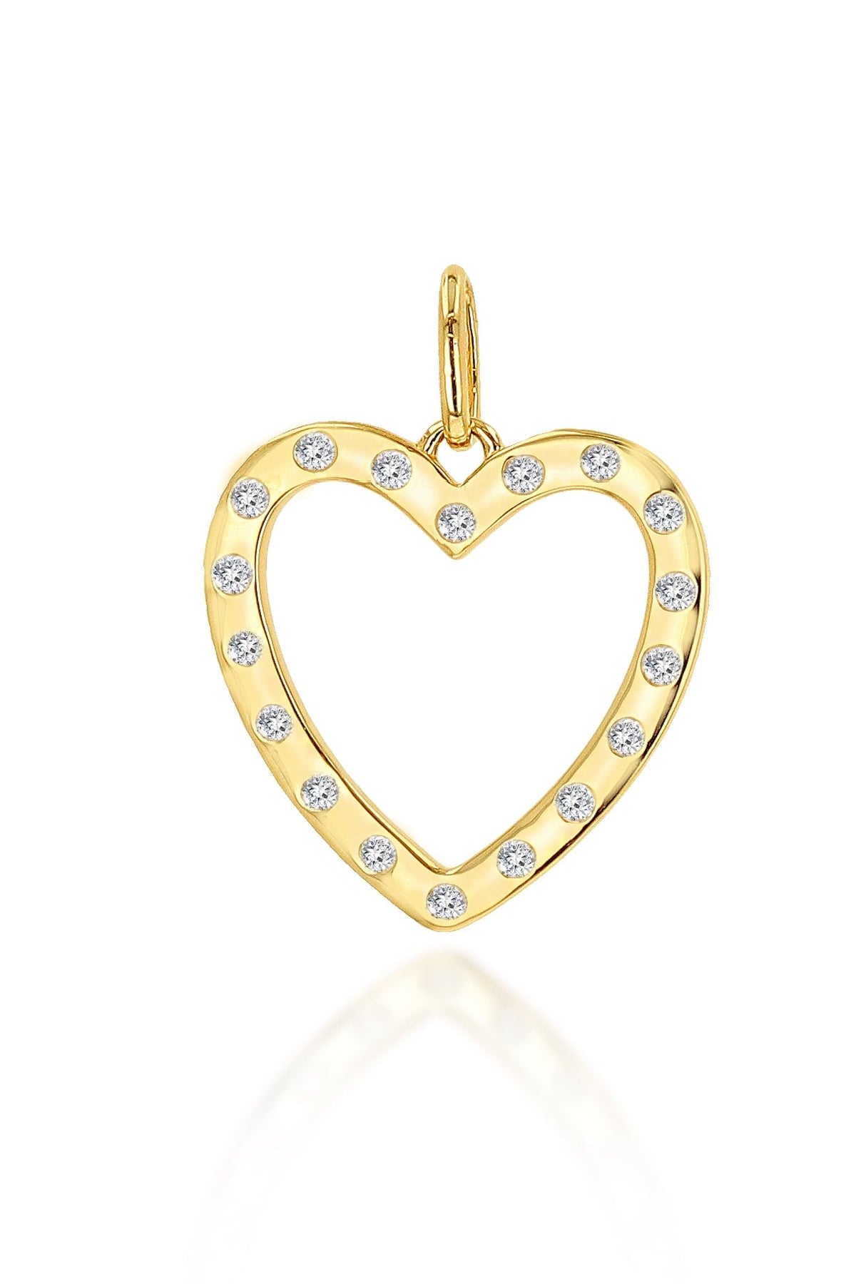 14KY Open Heart Burnish Diamond Charm