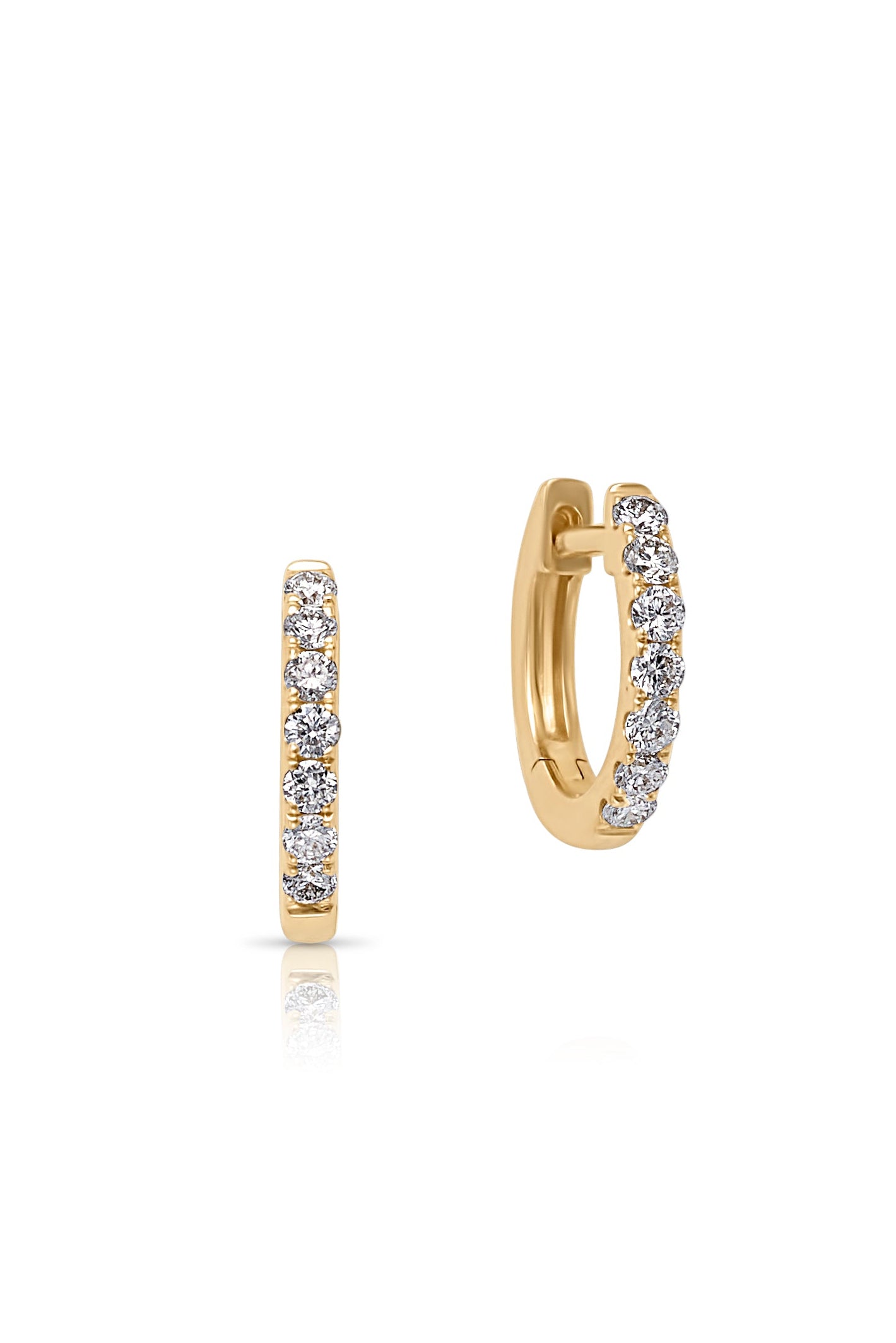 14KY Diamond Huggies 12mm