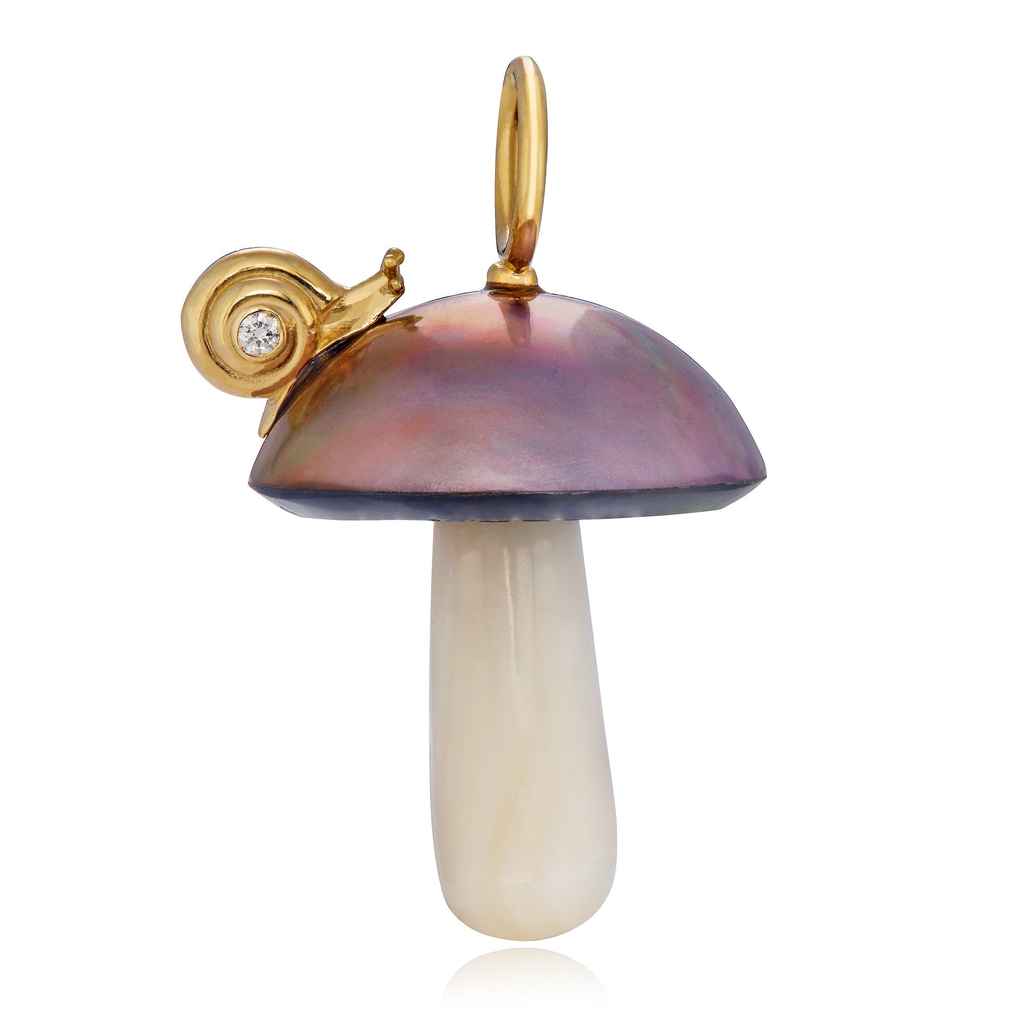 14KY Copper Mabe Pearl Mushroom With Snail