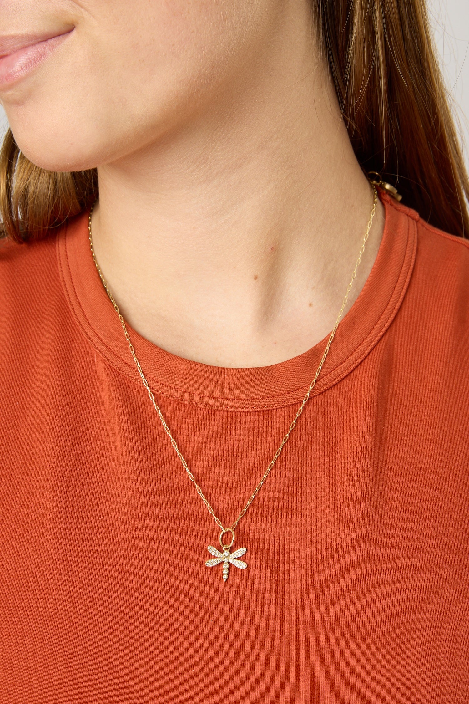 14KY Diamond Dragonfly Pendant