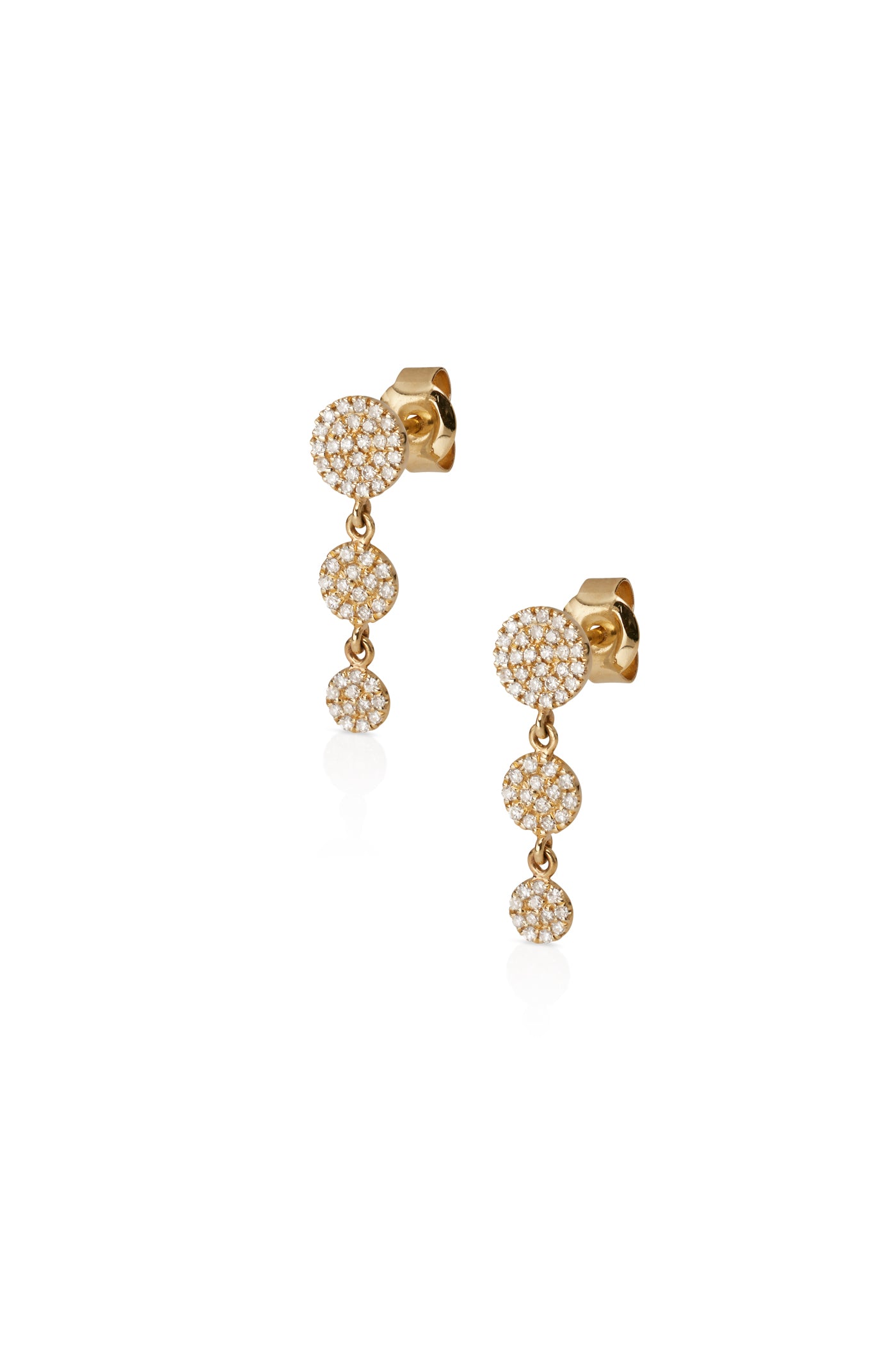 14KY Cascade Pave Disc Earring