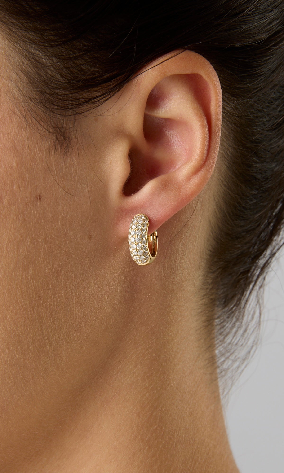 14K Thick Triple Row Rounded Huggies