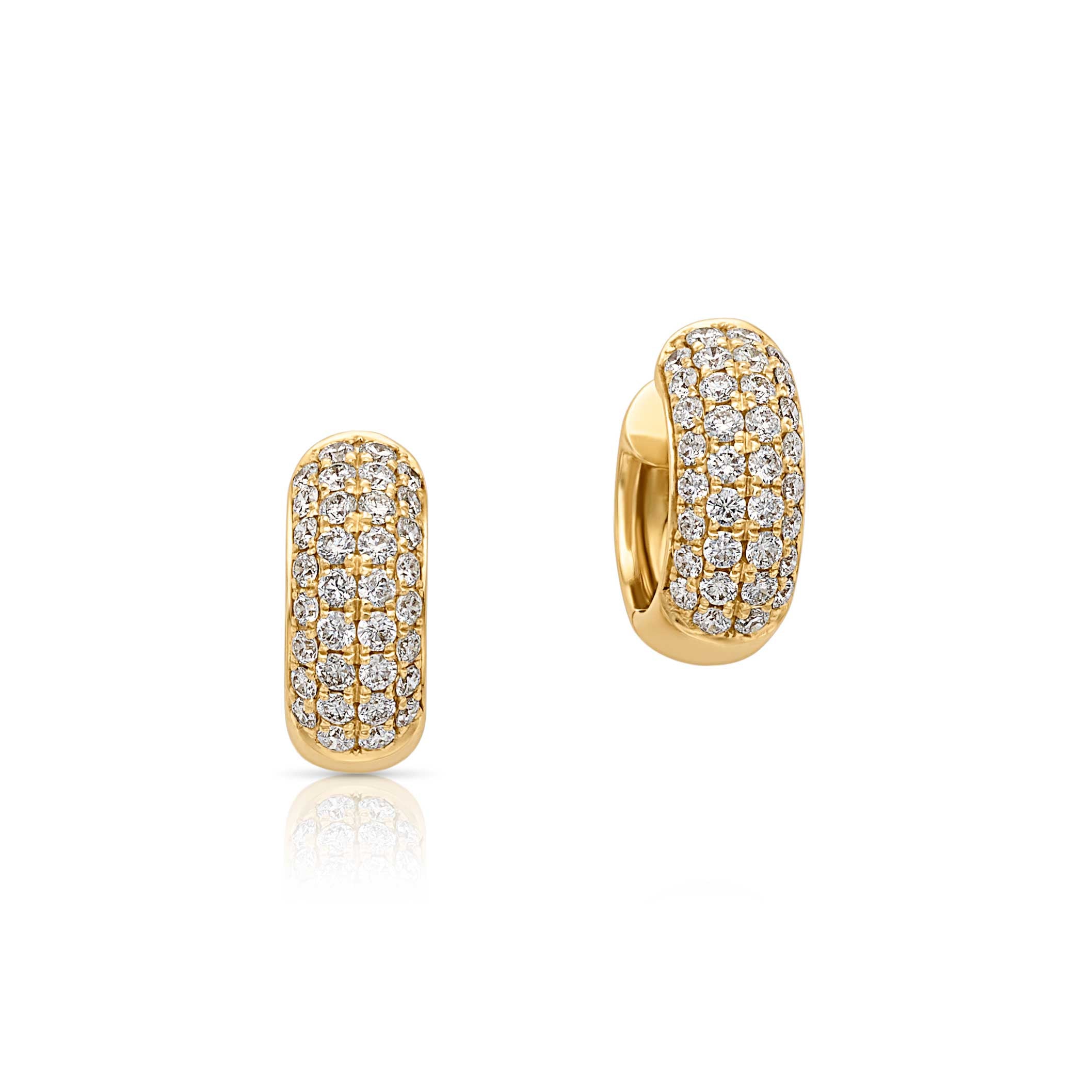 14K Thick Triple Row Rounded Huggies