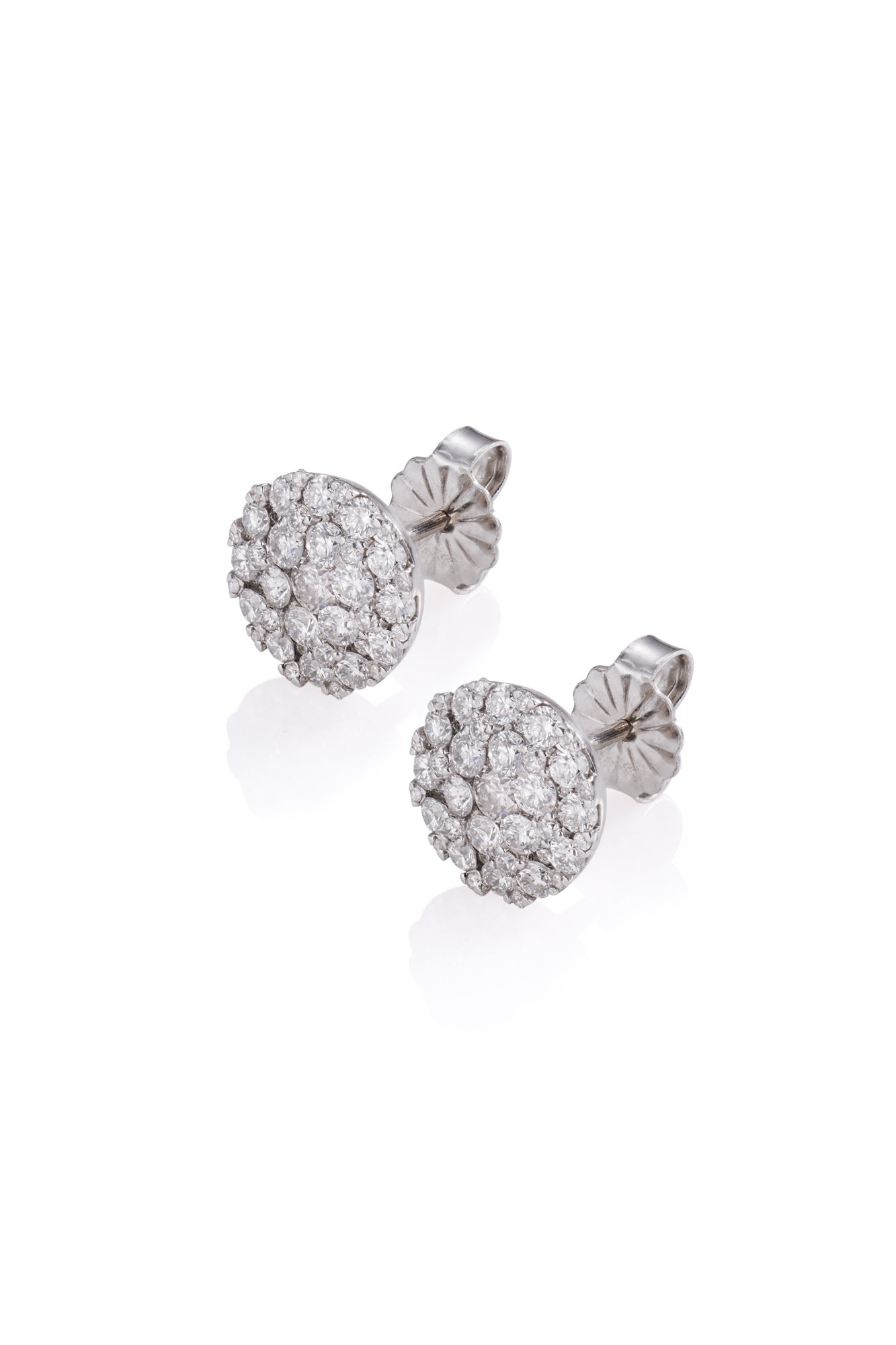 14KW Diamond Cluster Stud Earrings