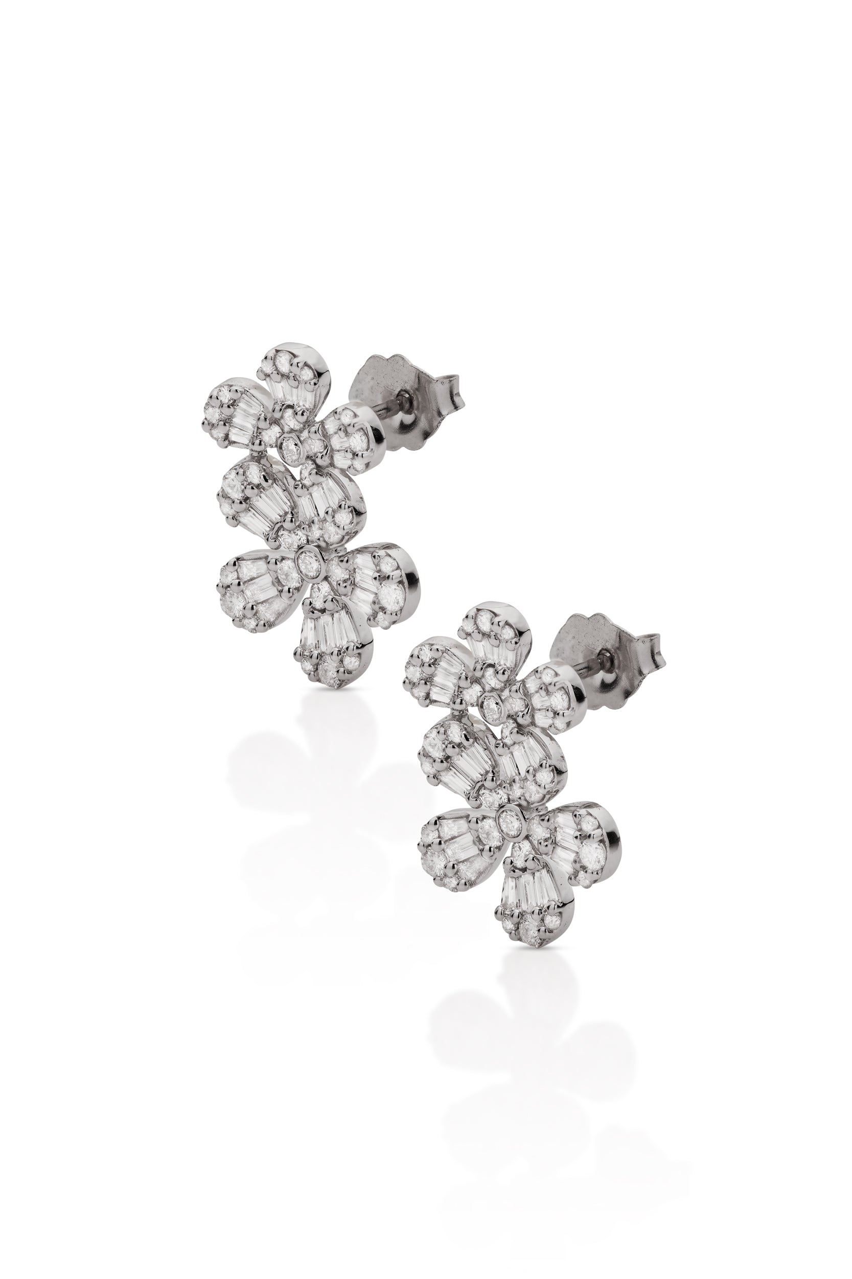 14KW Diamond Double Flower Earring