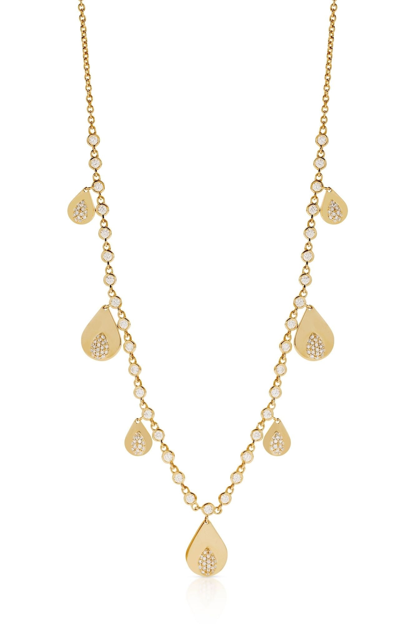 14KY Diamond Bezel Pave Tears of Joy Necklace