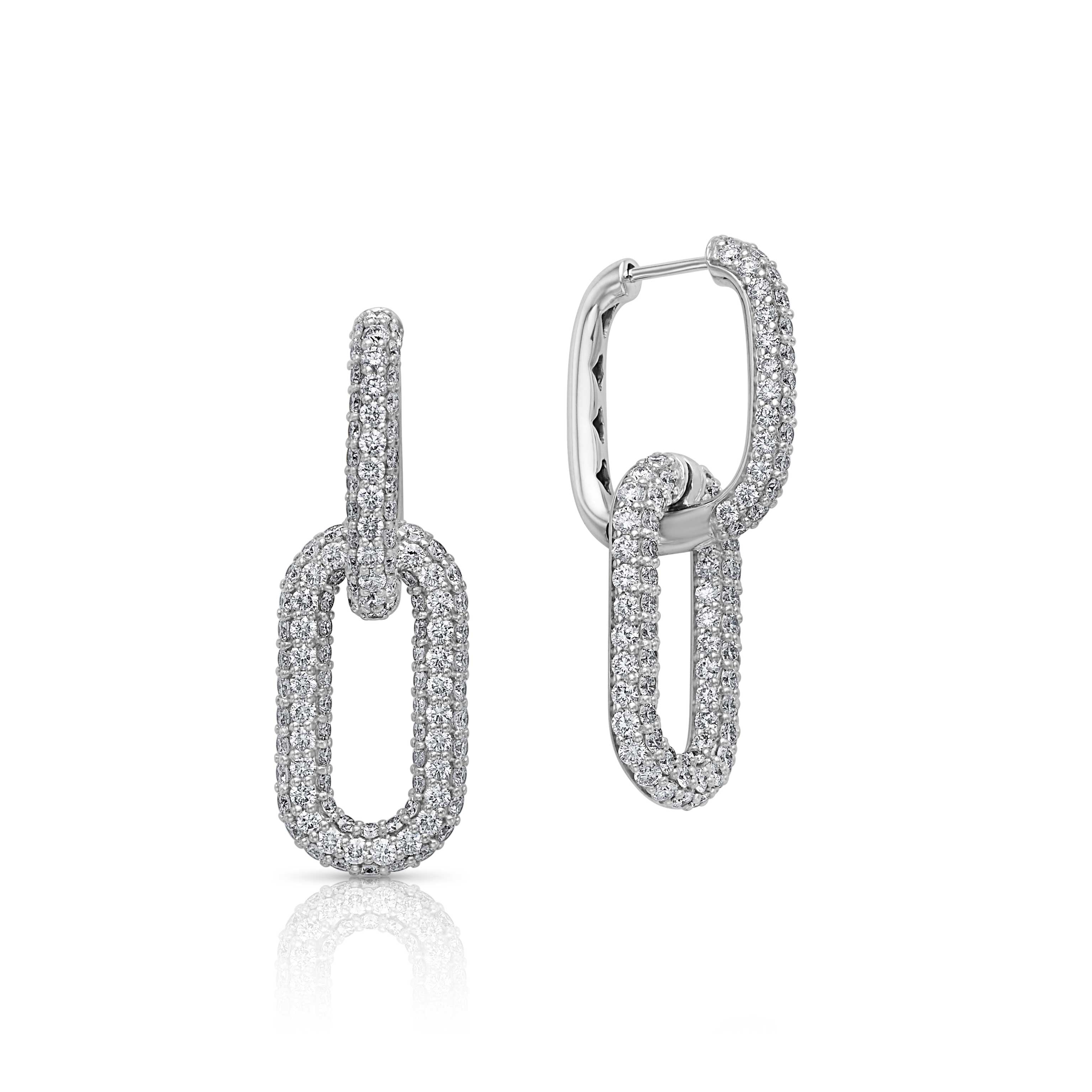 18KW Diamond Link Drop Earring