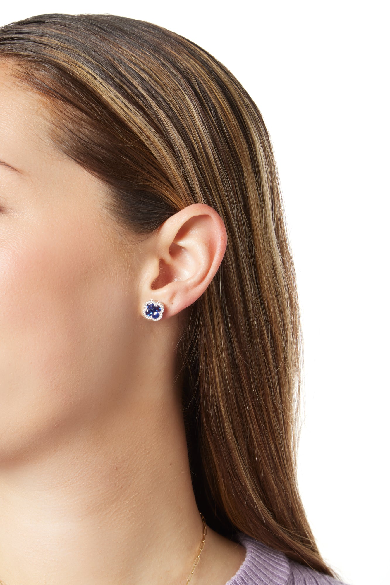18KW Blue Sapphire and Diamond Earrings