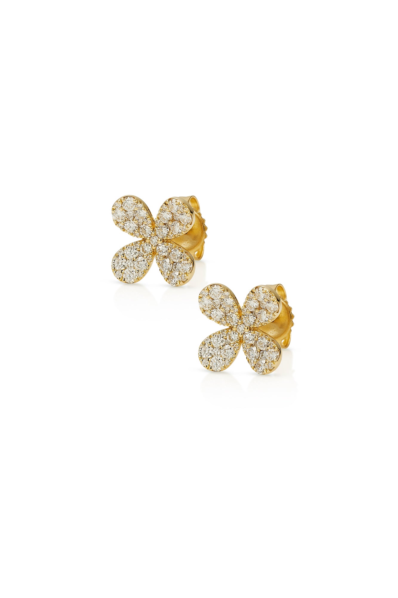14KY Diamond Floral Stud Earrings