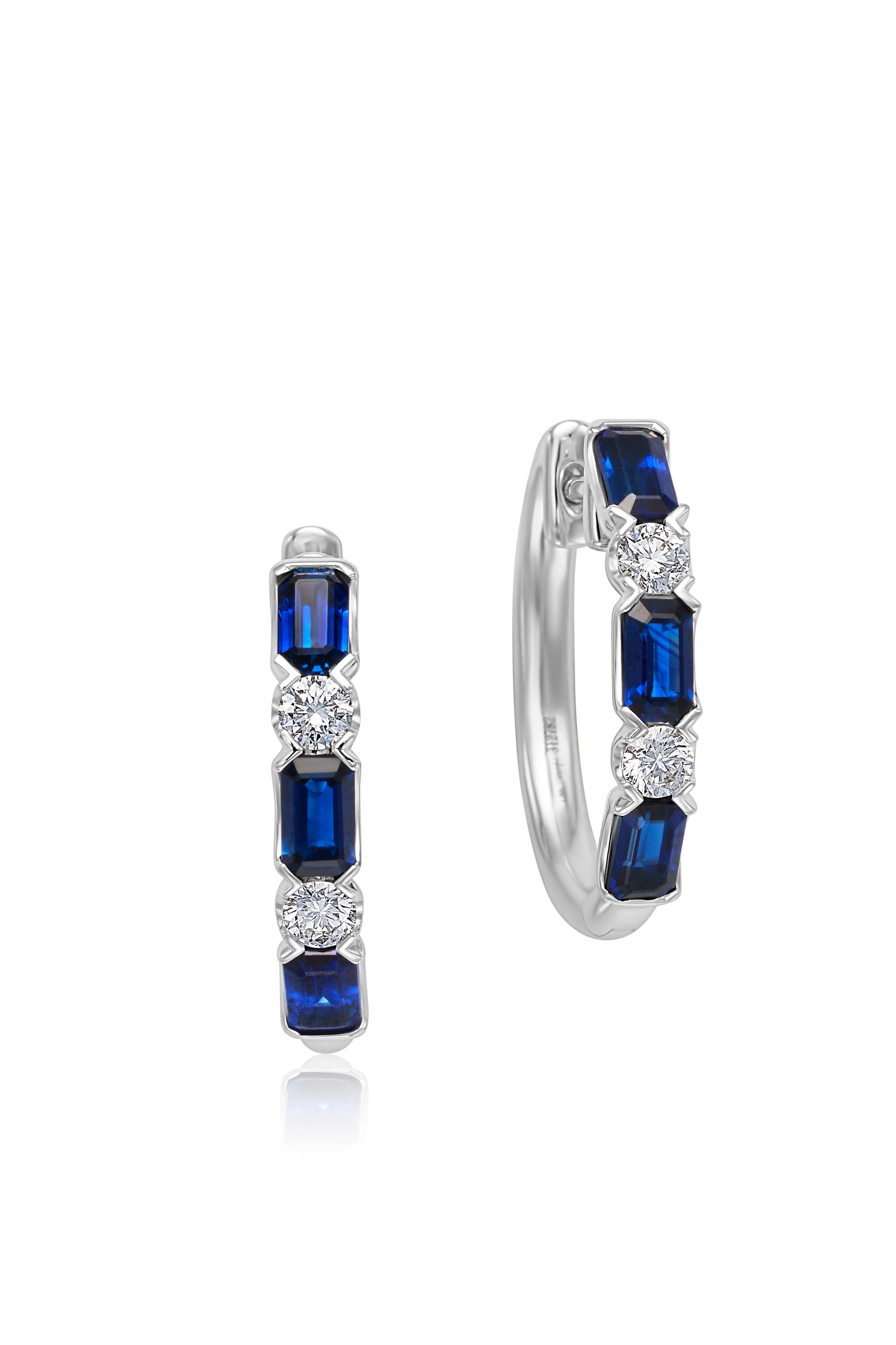 18KW Emerald BS Diamond Hoops-Earrings-Uneek-Susan Saffron Jewelry