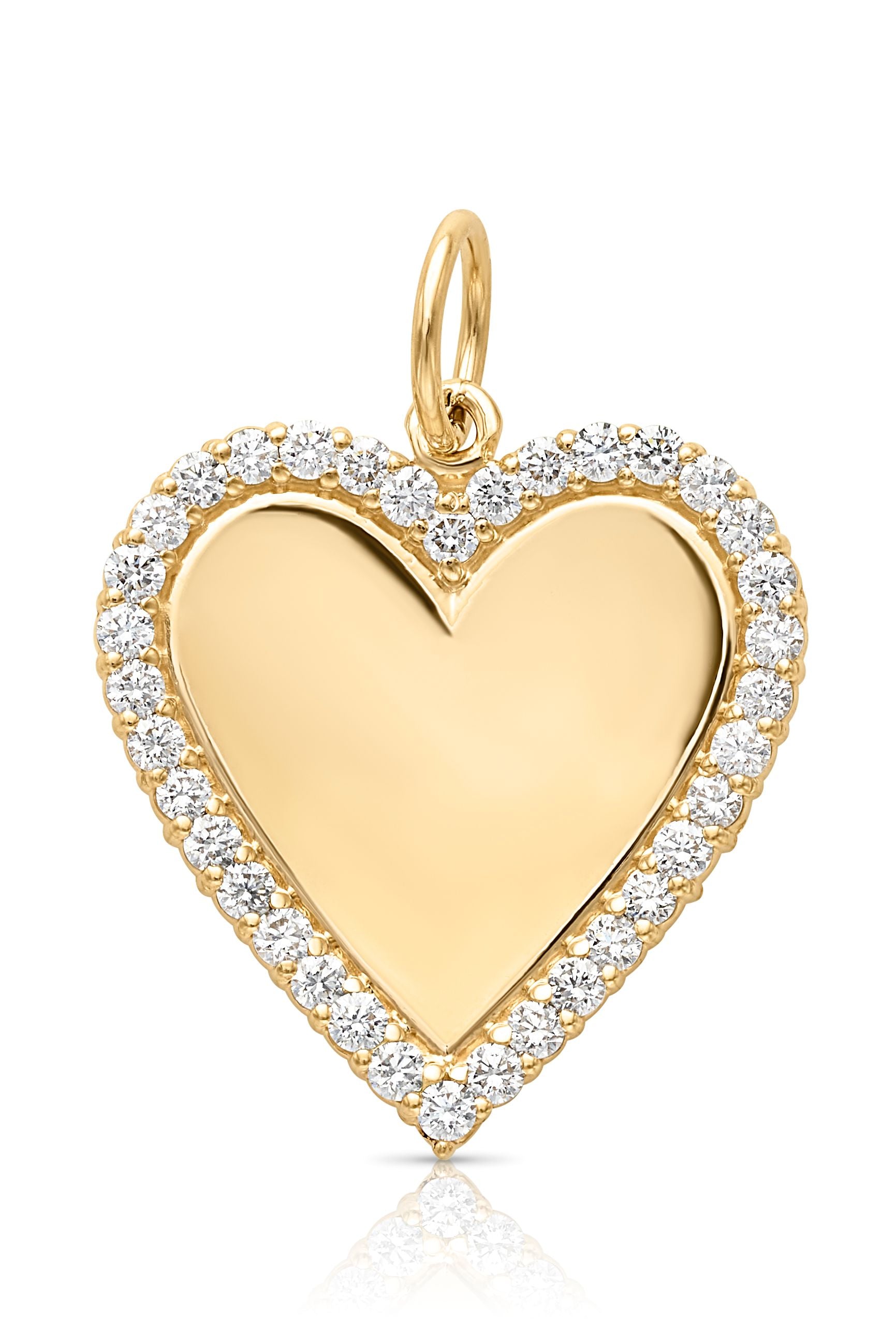 14KY The Shannon Polished Heart Charm with Diamonds