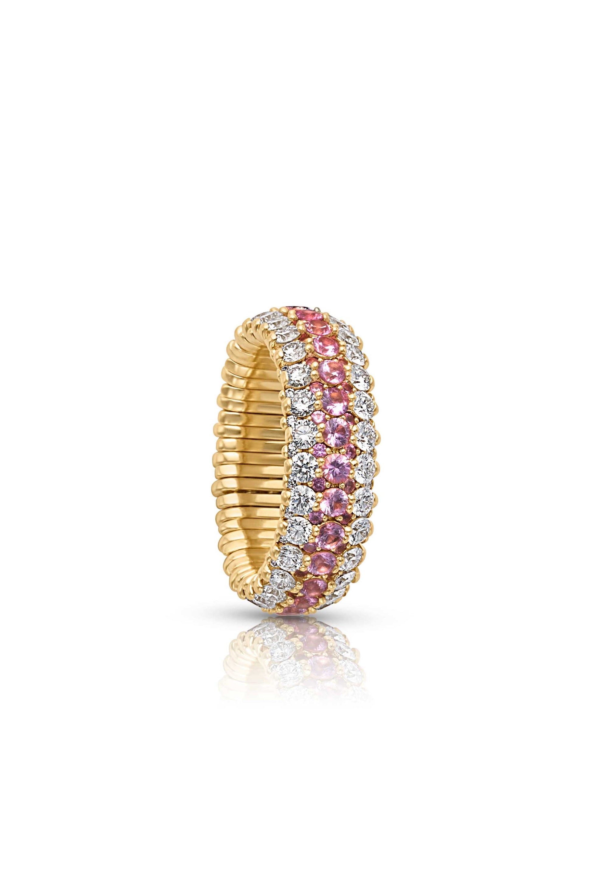18KY Giotto Pink Sapphire and Diamond Stretch Ring
