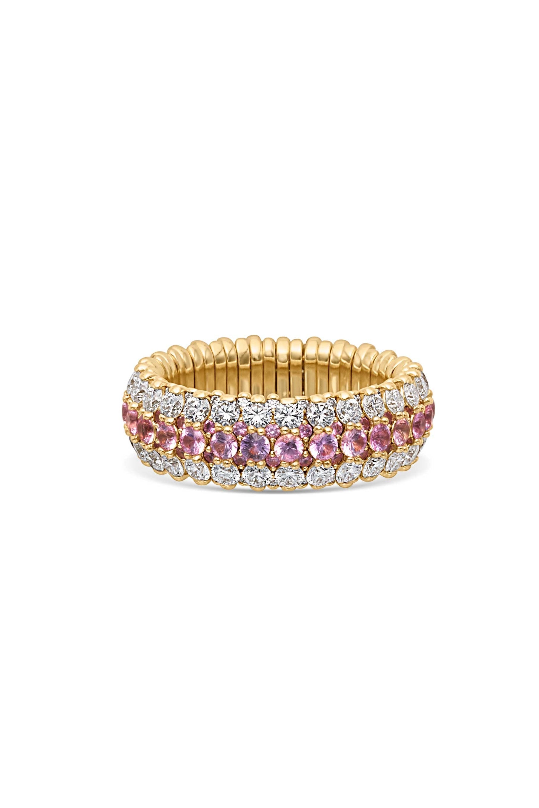 18KY Giotto Pink Sapphire and Diamond Stretch Ring