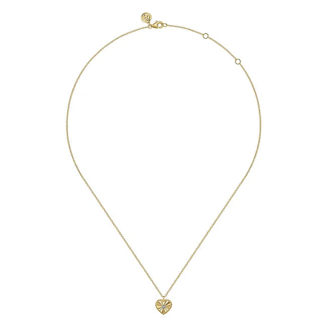 14KWY Diamond and Heart Pendant